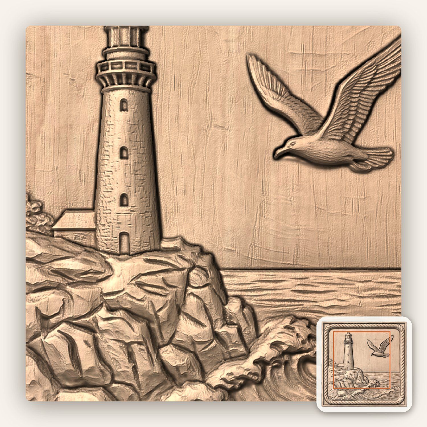 Coastal Lighthouse CNC Relief STL bas-relief STL — view 8