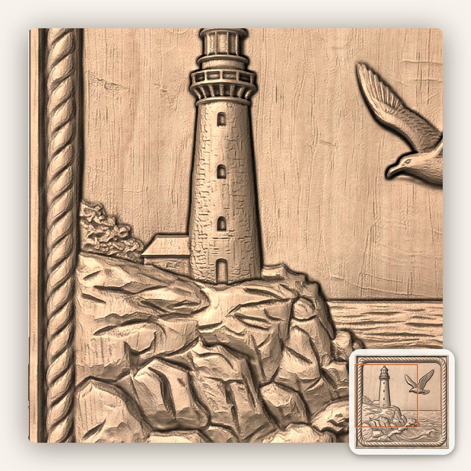 Coastal Lighthouse CNC Relief STL bas-relief STL — view 9