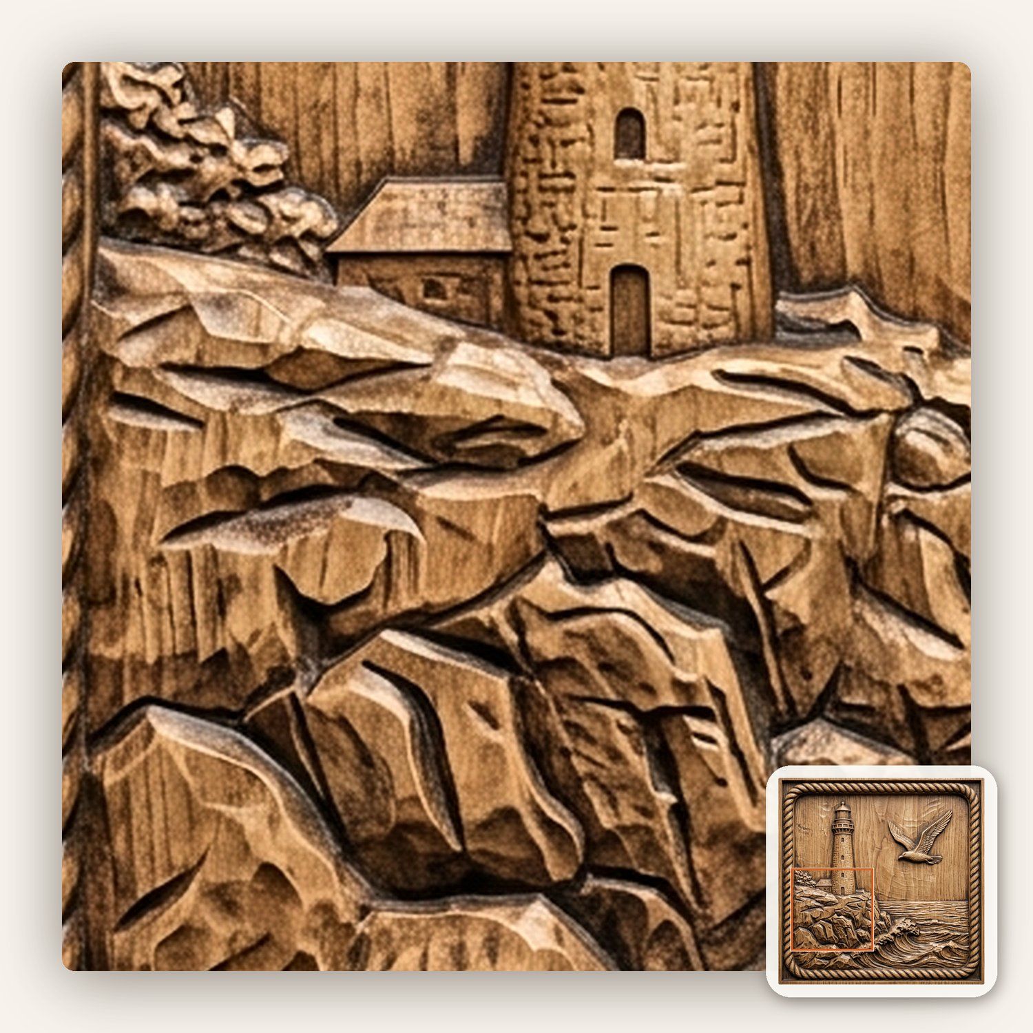 Coastal Lighthouse CNC Relief STL bas-relief STL — view 11