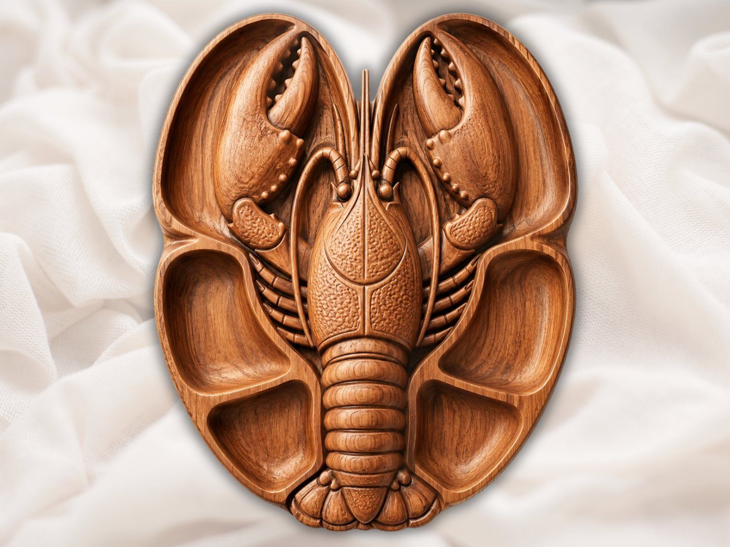 Coastal Lobster Wood Platter Design | Nautical Crustacean Wall Art | Seafood Restaurant Decor | Aspire VCarve Pro Carveco Model — carved bas relief STL file for CNC