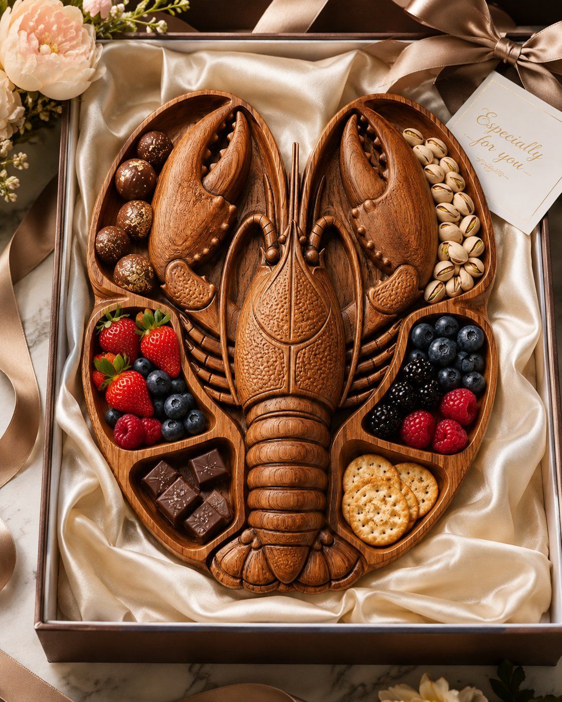 Coastal Lobster Wood Platter Design bas-relief STL — view 8