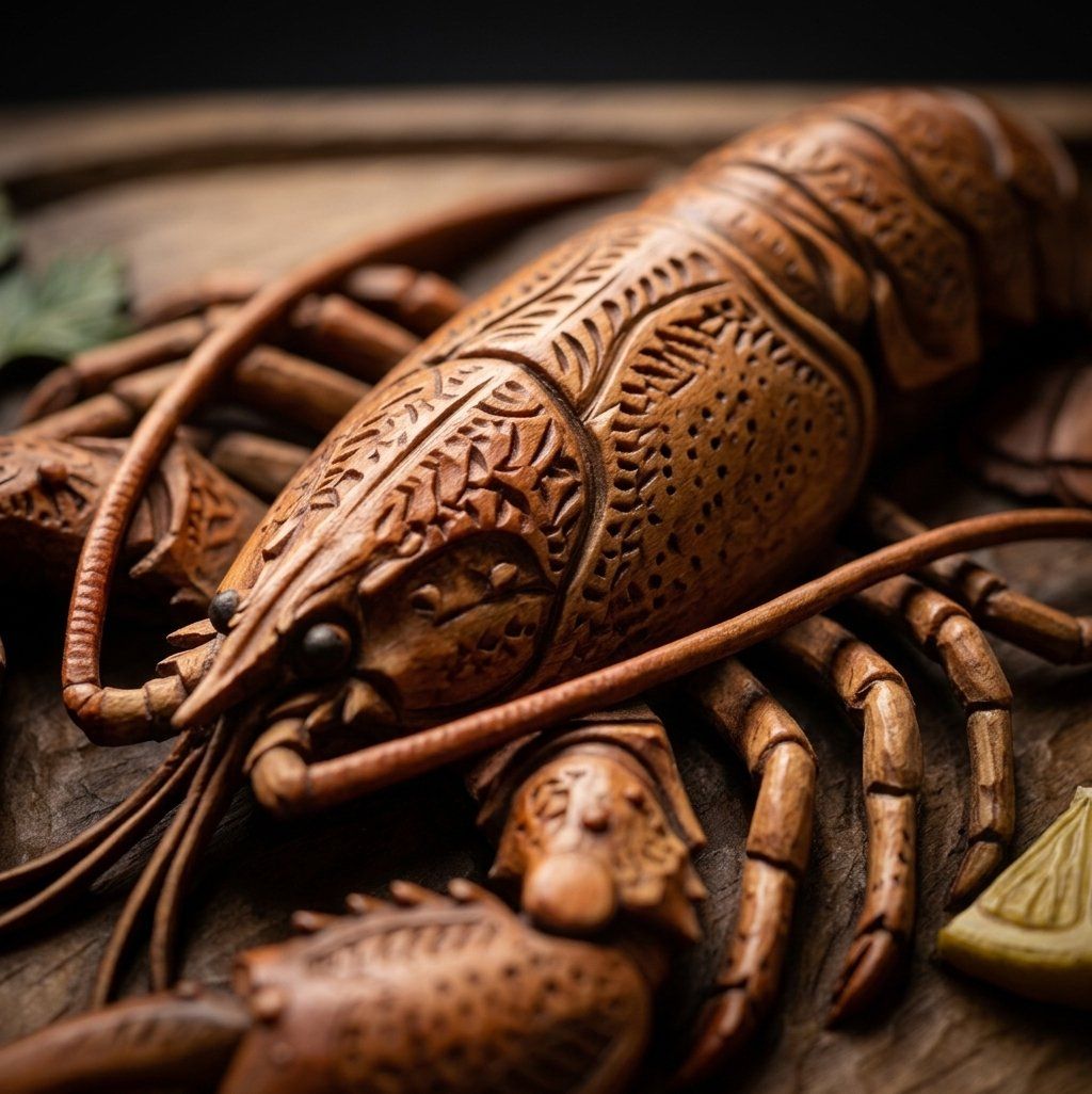Coastal Lobster Wooden Platter Wall Art bas-relief STL — view 5