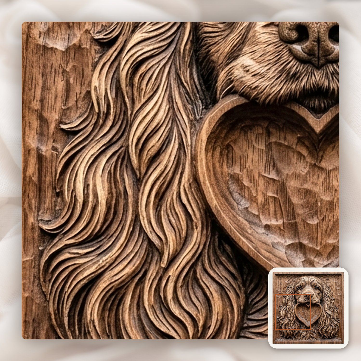 Cocker Spaniel Pet Portrait with Heart CNC Relief STL bas-relief STL — view 10