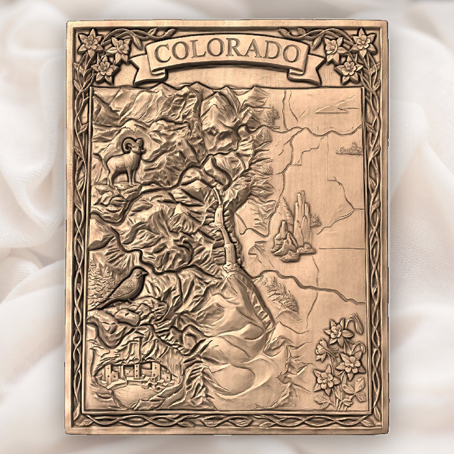 Colorado Rocky Mountain 3D Map CNC Relief STL bas-relief STL — view 5