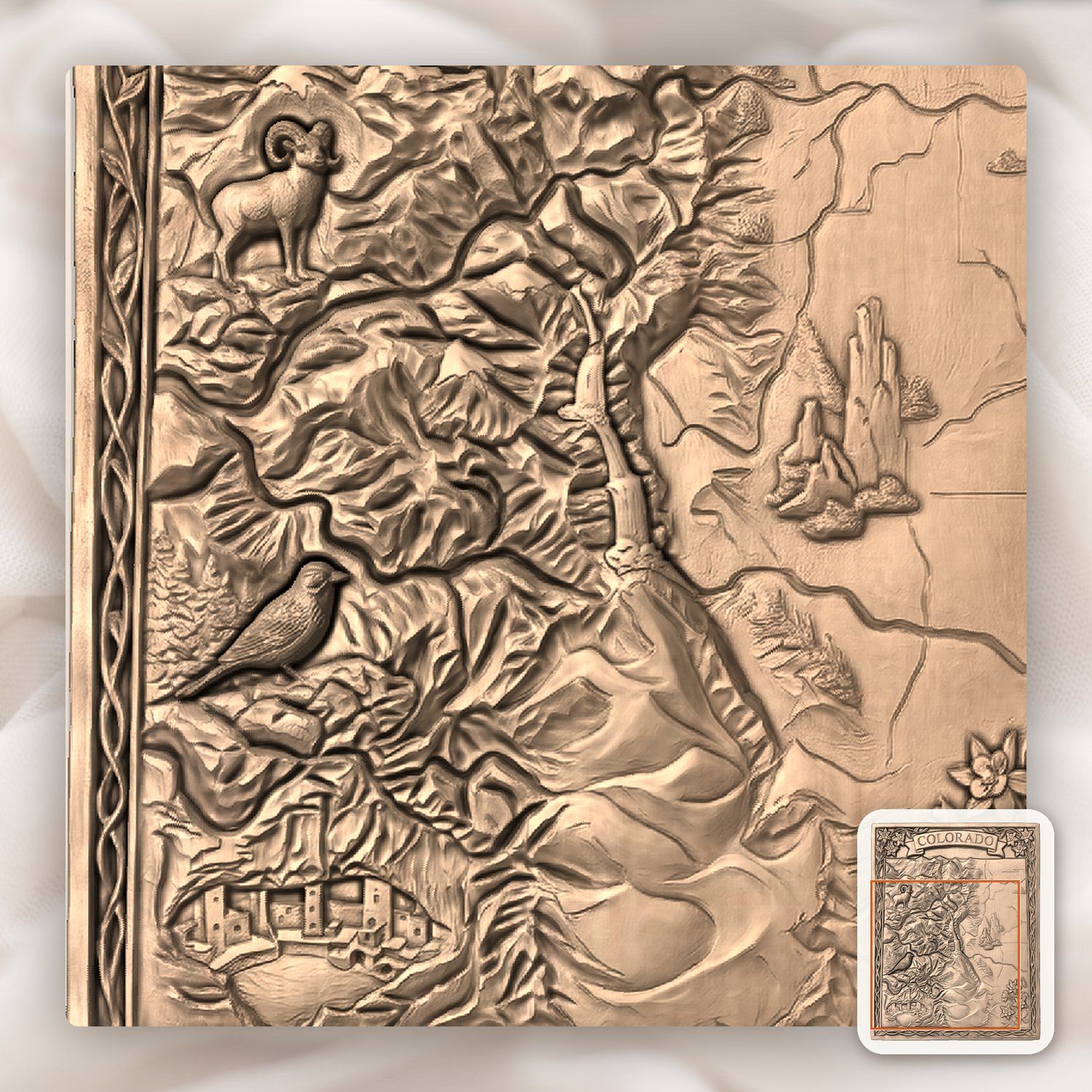 Colorado Rocky Mountain 3D Map CNC Relief STL bas-relief STL — view 7