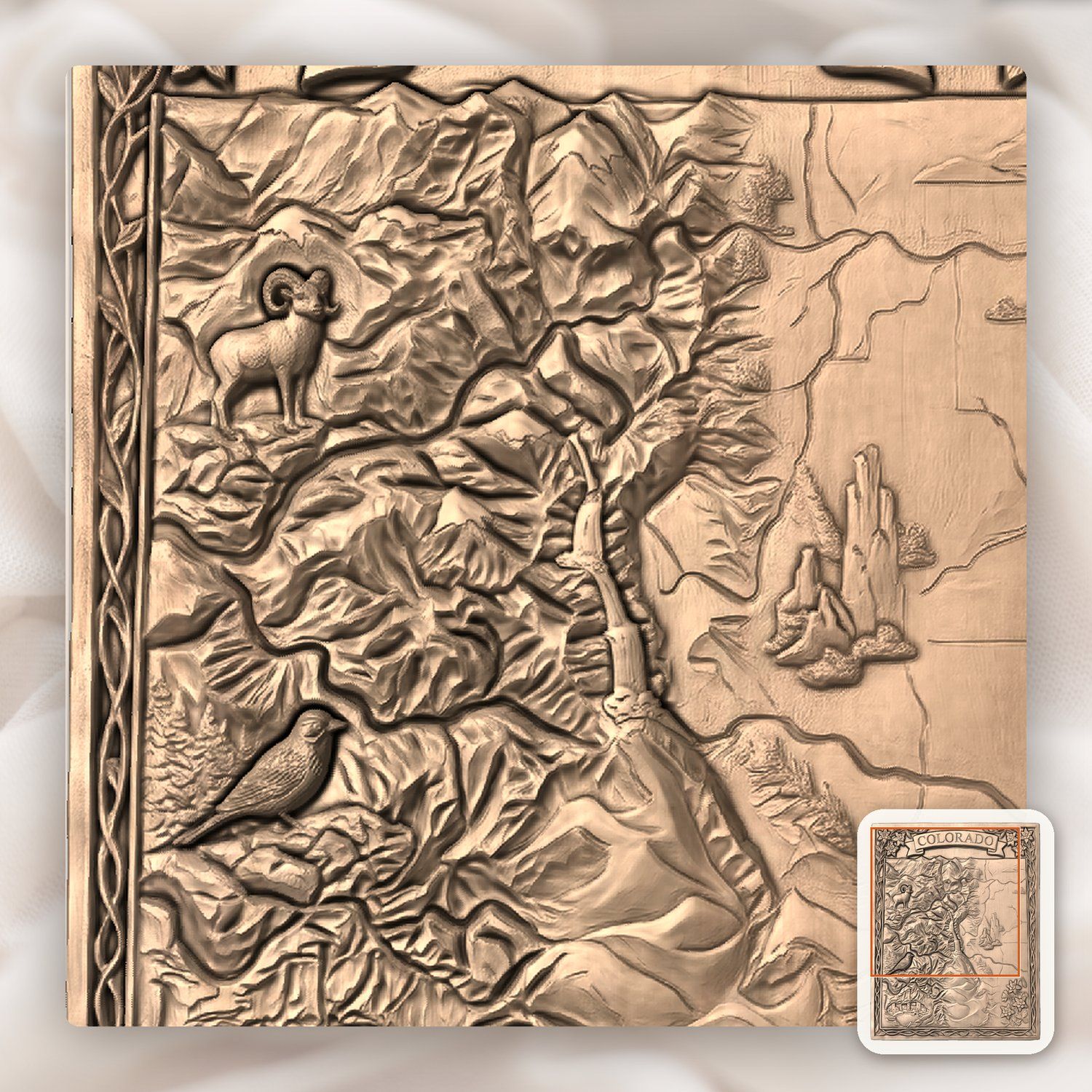 Colorado Rocky Mountain 3D Map CNC Relief STL bas-relief STL — view 8