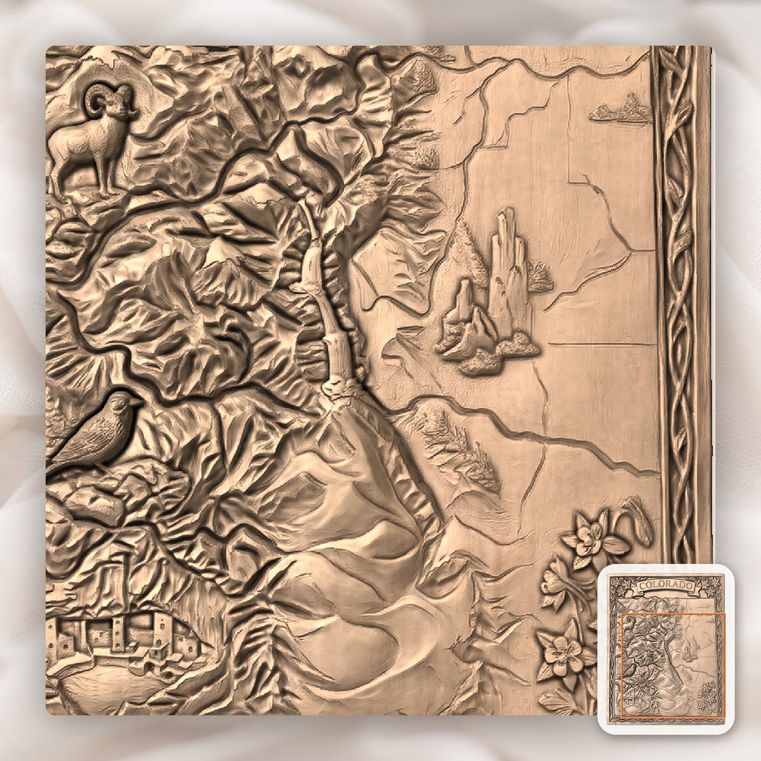Colorado Rocky Mountain 3D Map CNC Relief STL bas-relief STL — view 9