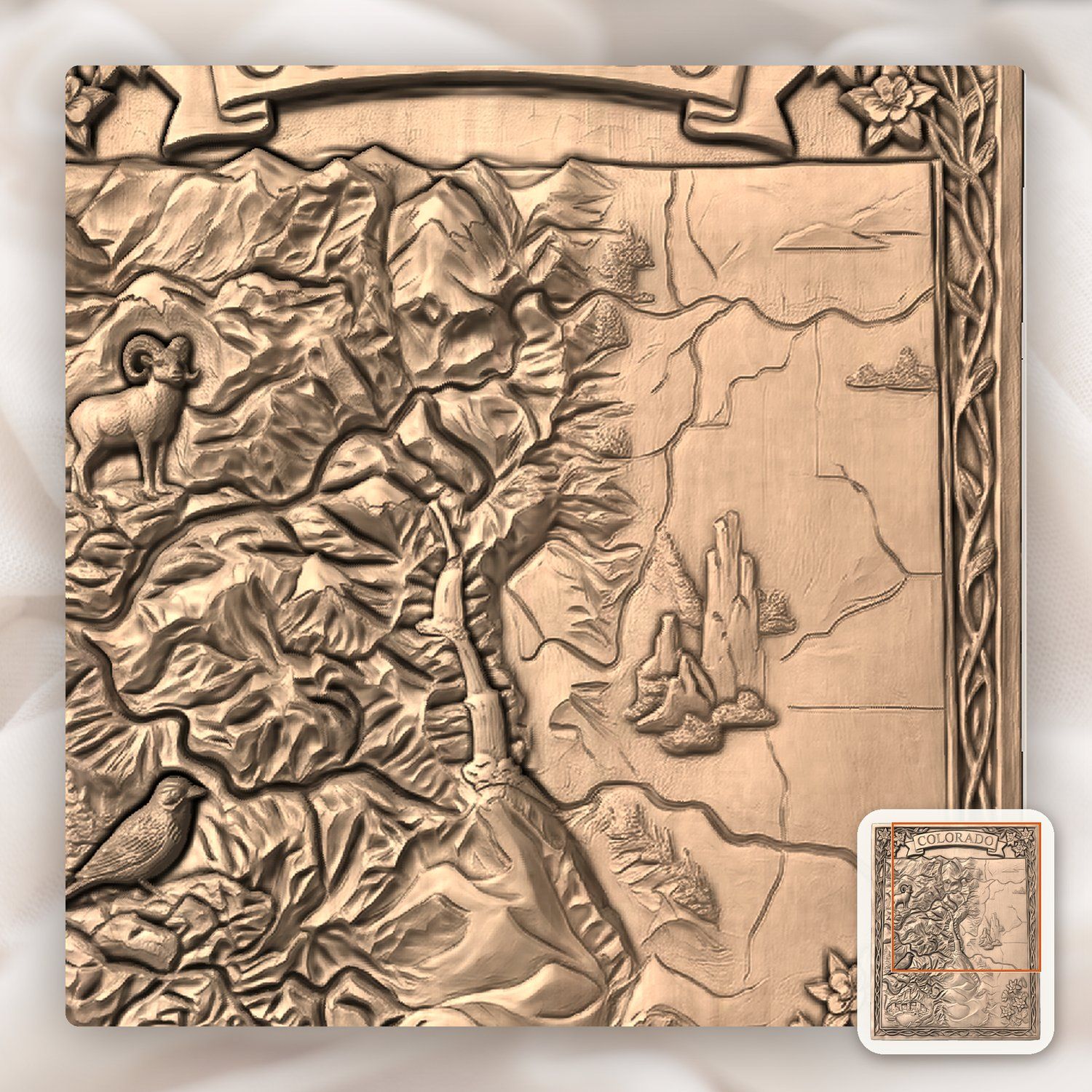 Colorado Rocky Mountain 3D Map CNC Relief STL bas-relief STL — view 10
