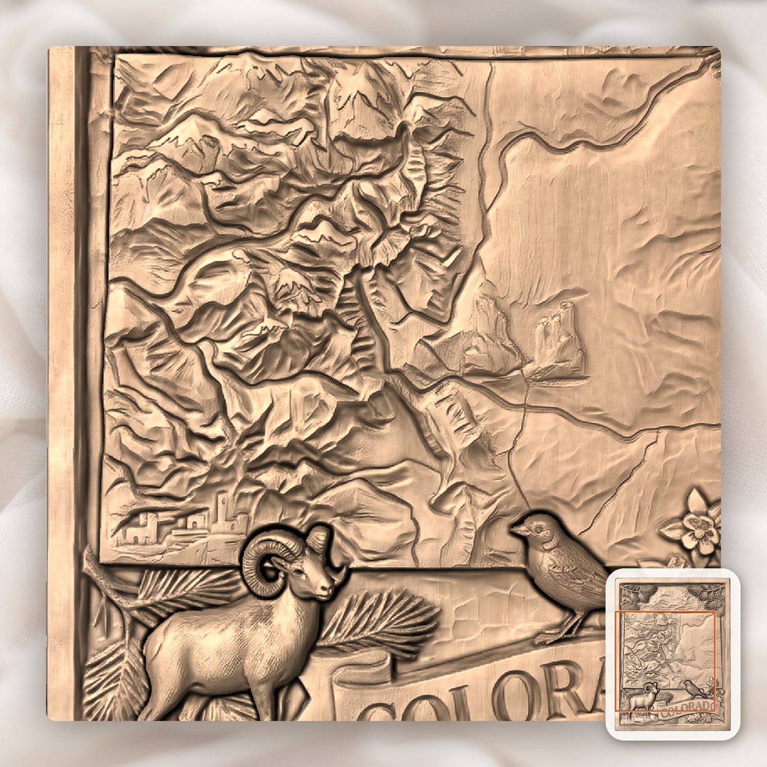 Colorado Rocky Mountains Bighorn Sheep CNC Relief STL bas-relief STL — view 7
