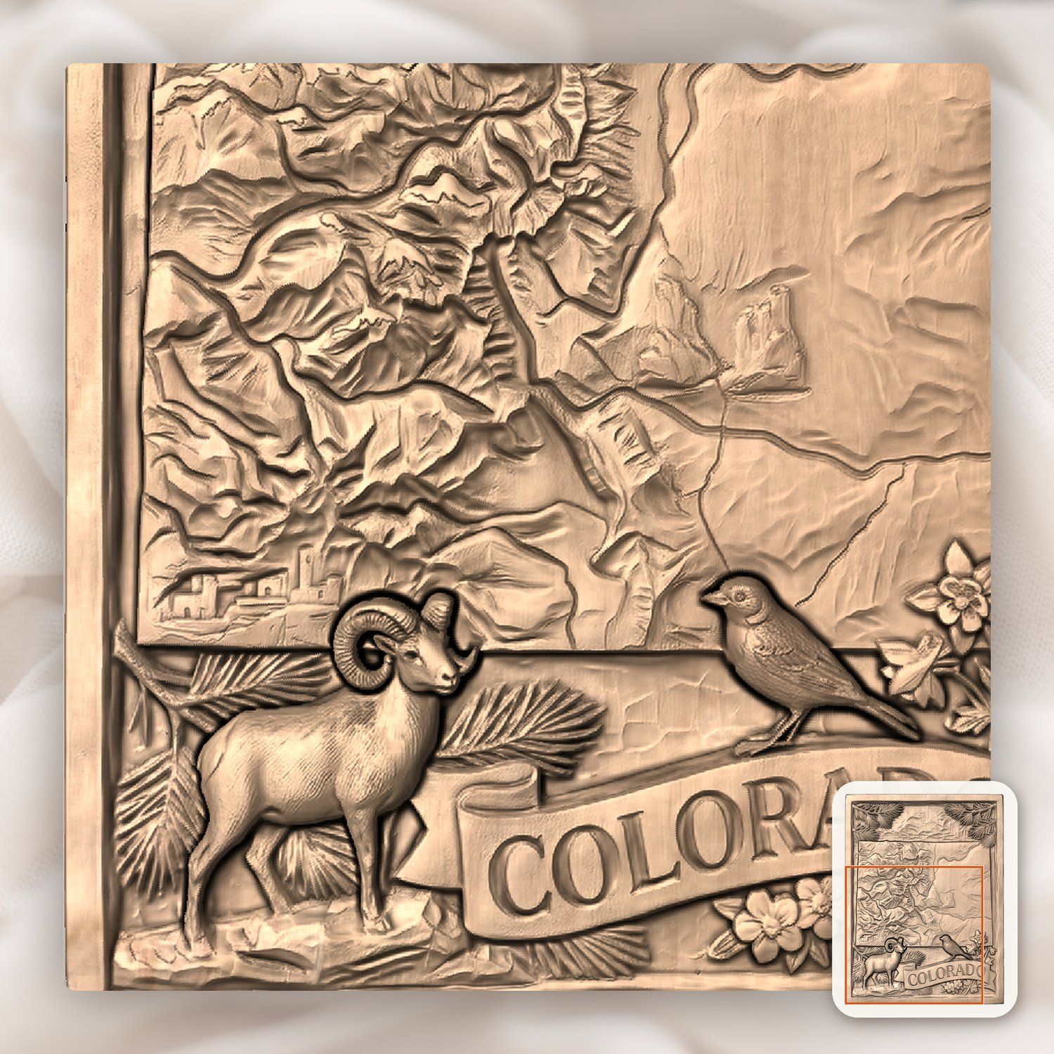 Colorado Rocky Mountains Bighorn Sheep CNC Relief STL bas-relief STL — view 9