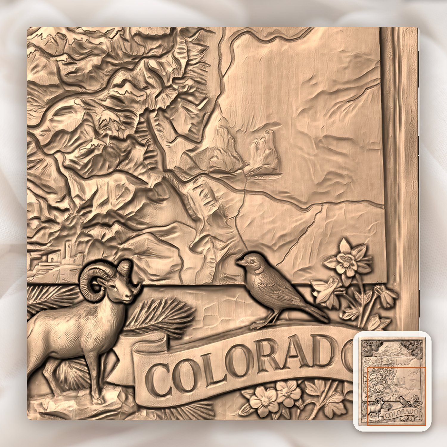 Colorado Rocky Mountains Bighorn Sheep CNC Relief STL bas-relief STL — view 10