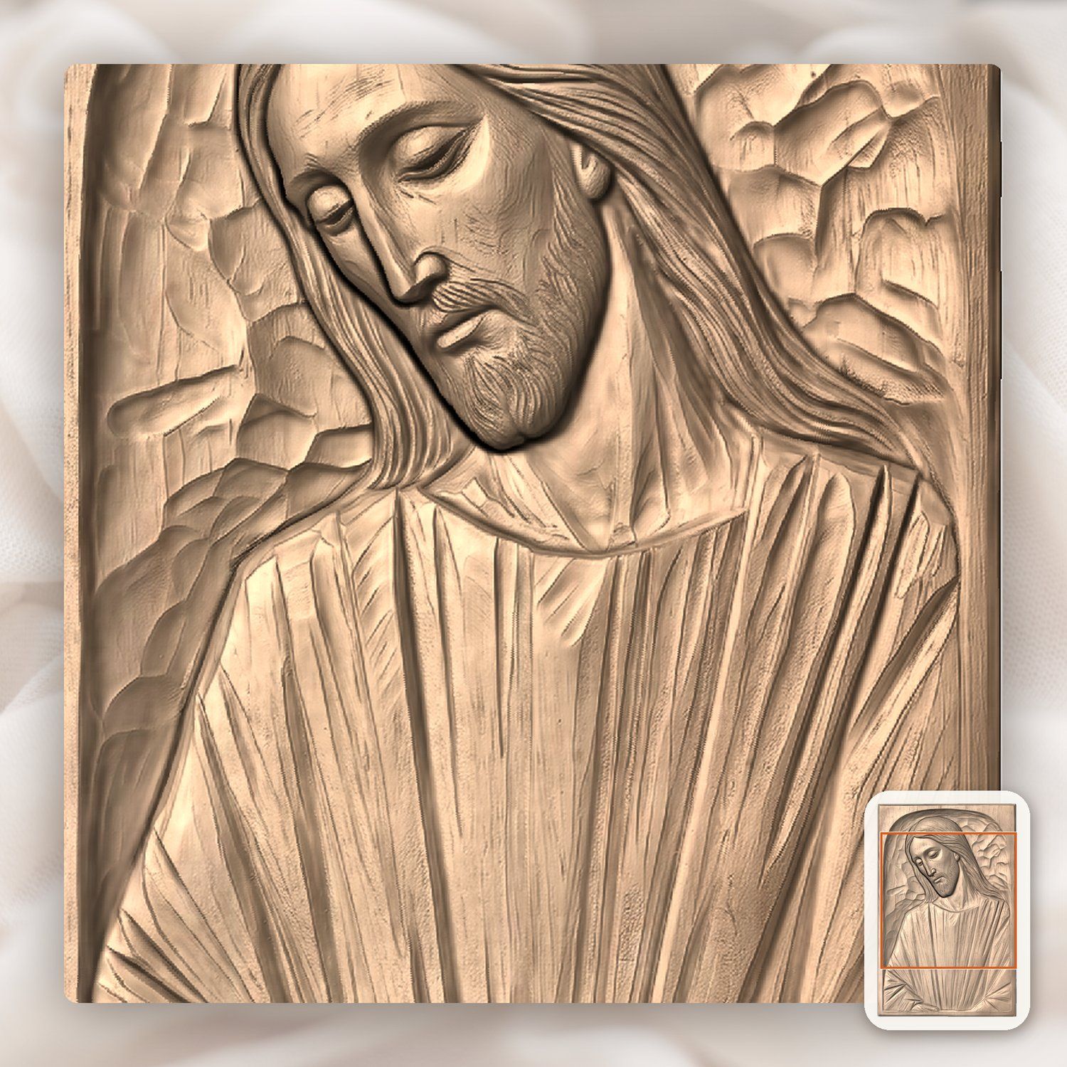 Compassionate Jesus Christ Portrait CNC Relief STL bas-relief STL — view 7