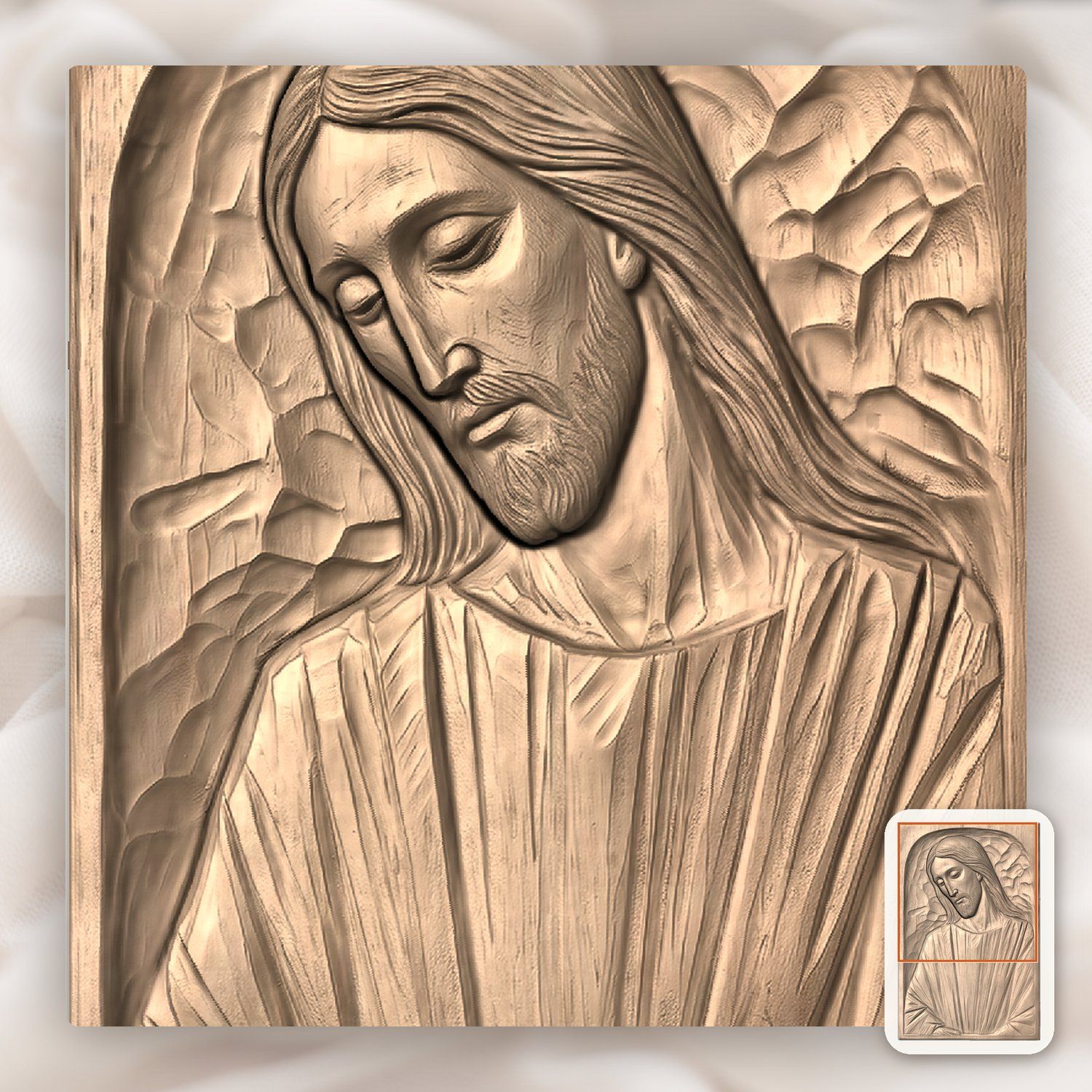 Compassionate Jesus Christ Portrait CNC Relief STL bas-relief STL — view 8