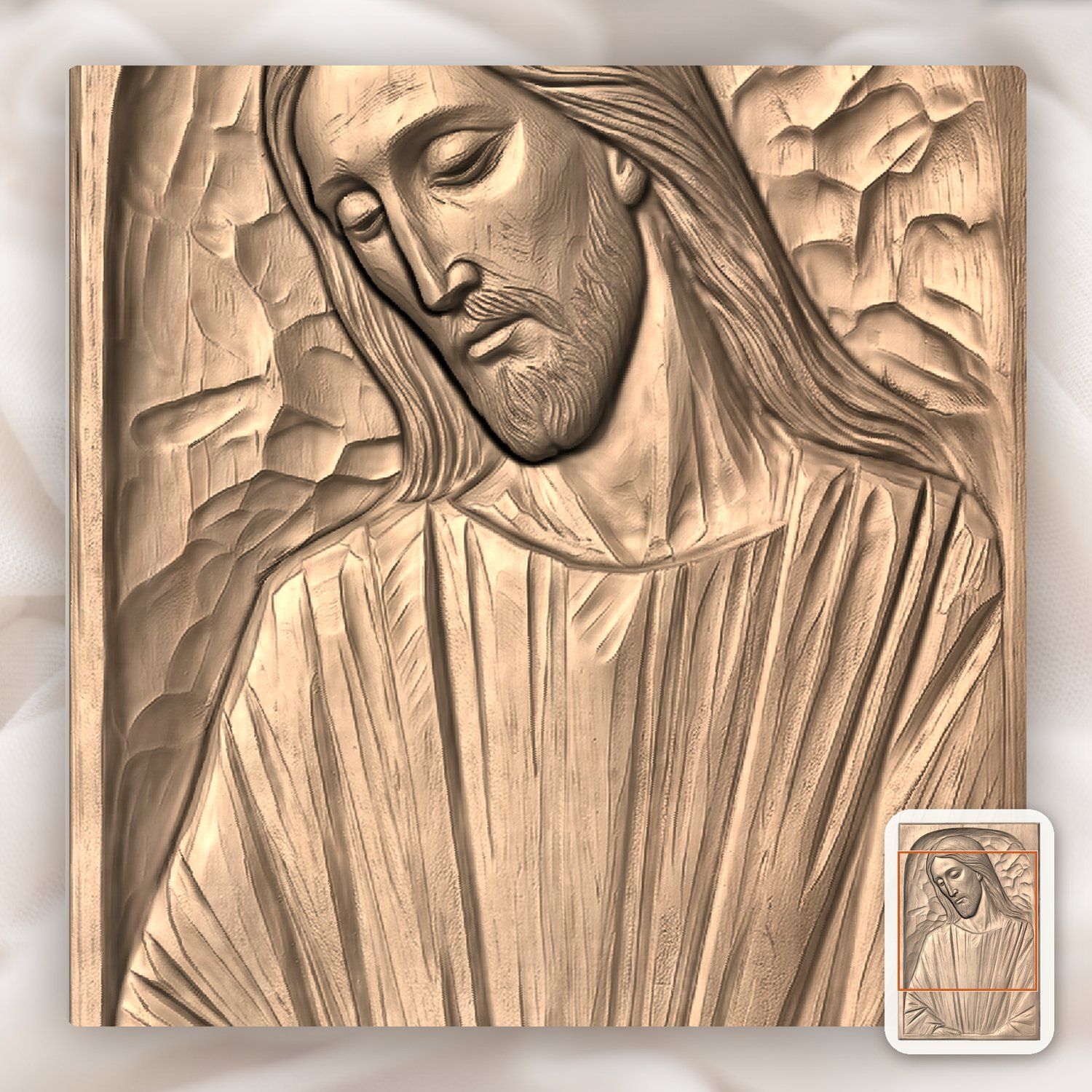 Compassionate Jesus Christ Portrait CNC Relief STL bas-relief STL — view 10