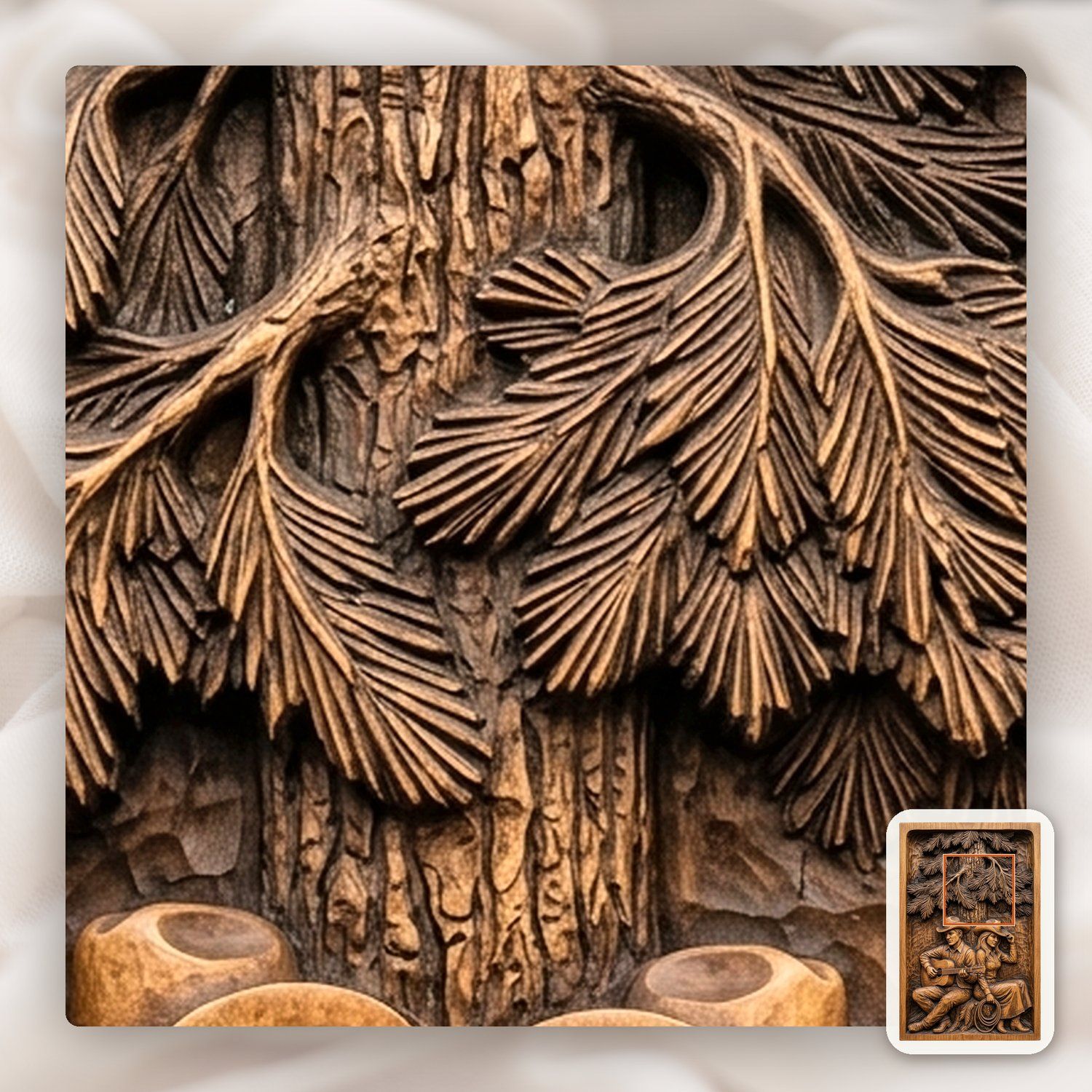 Cowboy and Cowgirl Pine Tree Music CNC Relief STL bas-relief STL — view 10