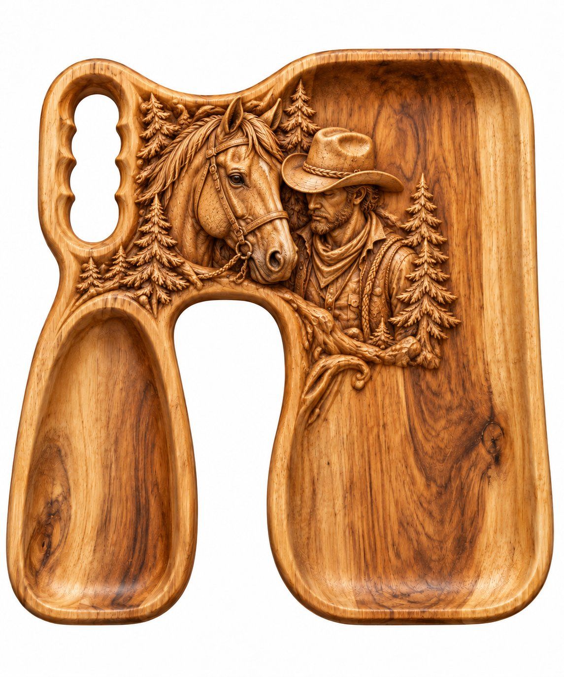Cowboy and Horse Forest Scene CNC Relief STL bas-relief STL — view 13