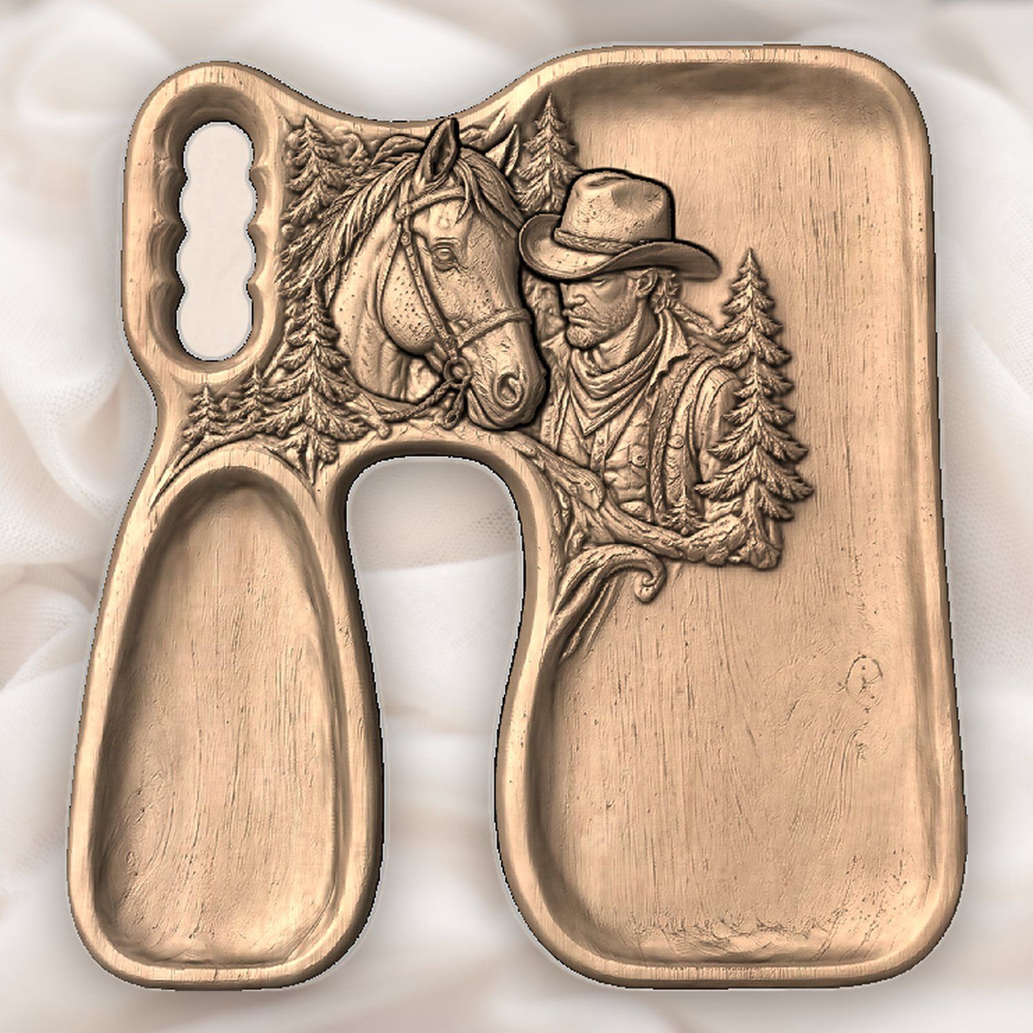 Cowboy and Horse Forest Scene CNC Relief STL bas-relief STL — view 5