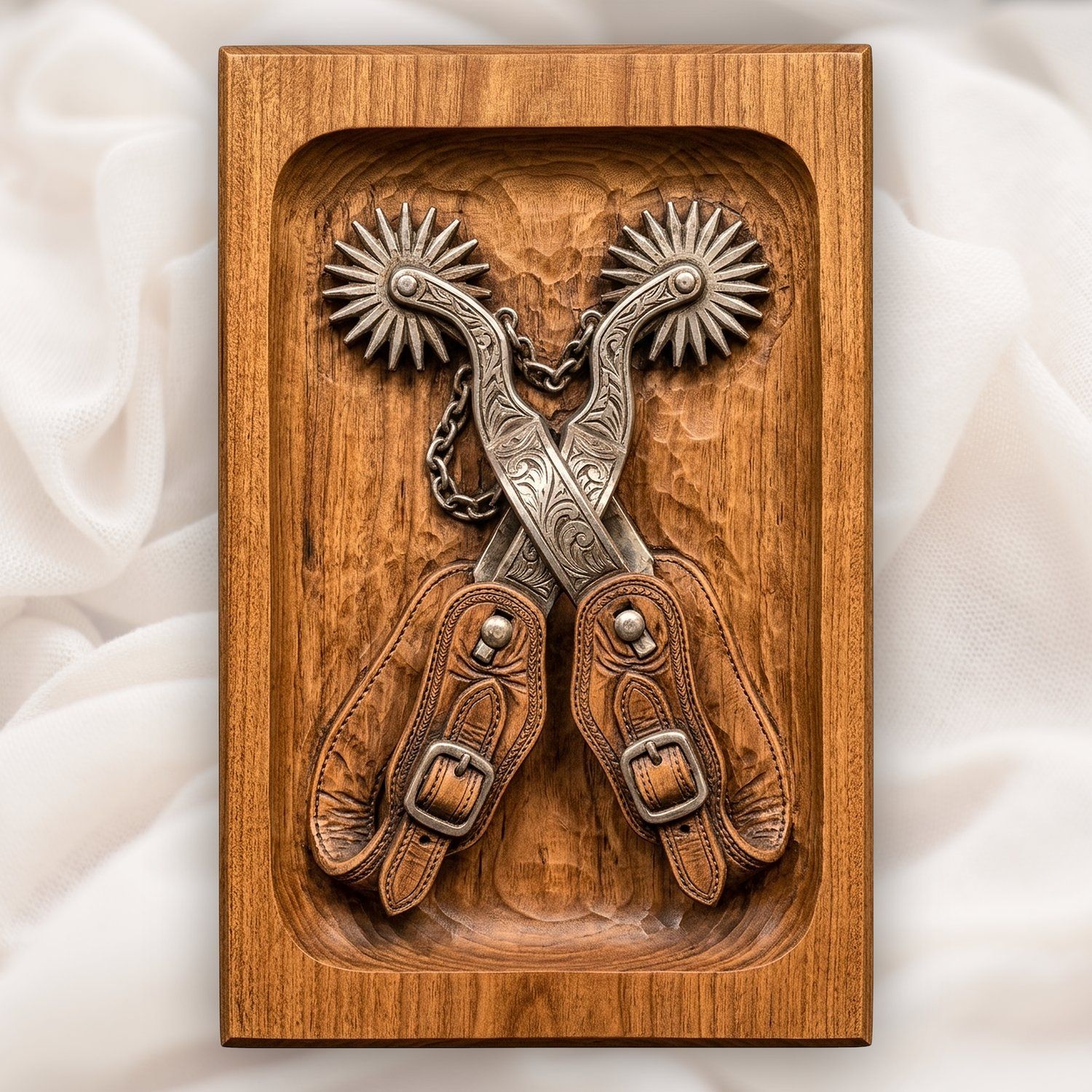 Cowboy Crossed Spurs CNC Relief STL bas-relief STL design