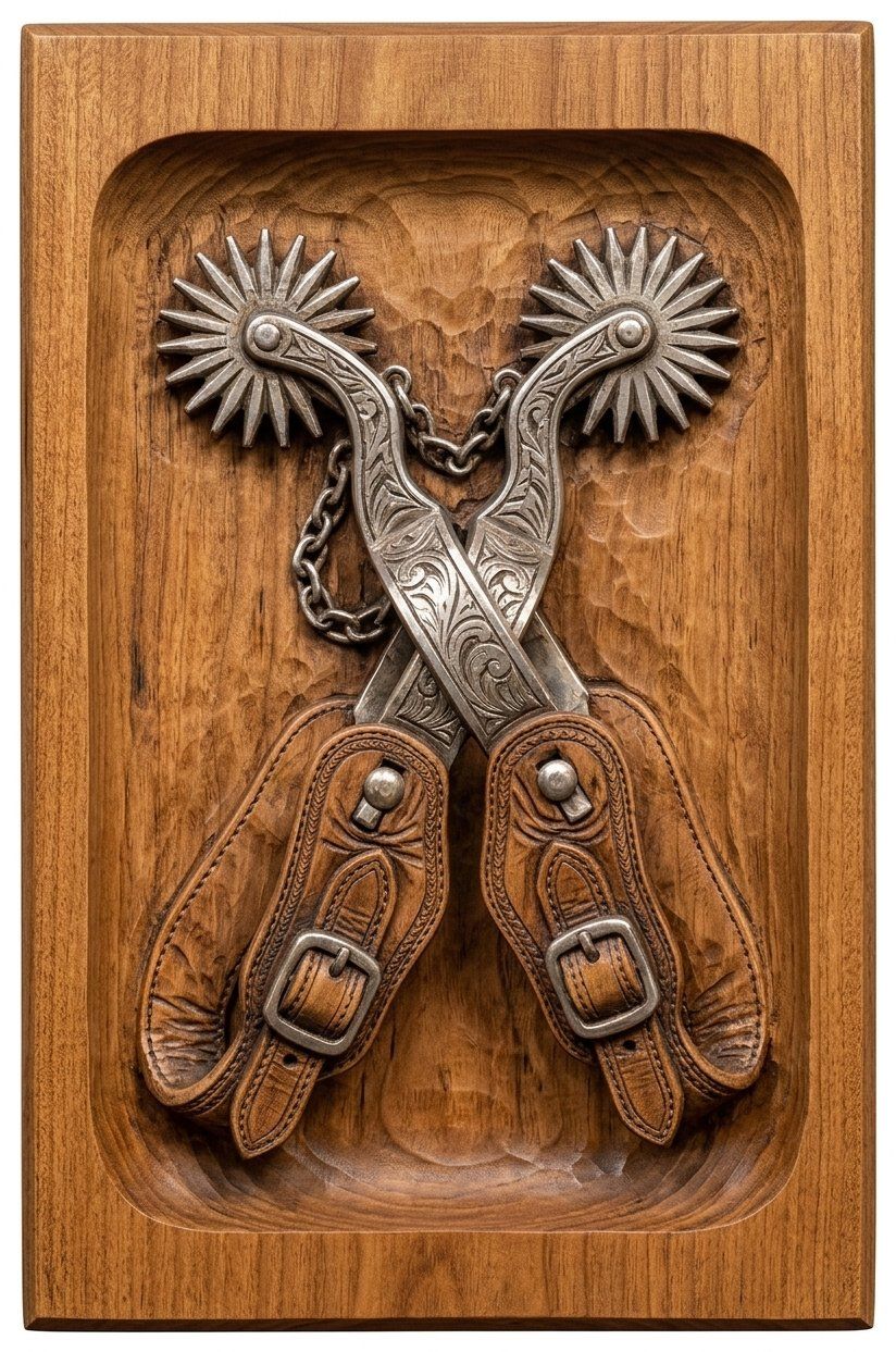 Cowboy Crossed Spurs CNC Relief STL bas-relief STL — view 12