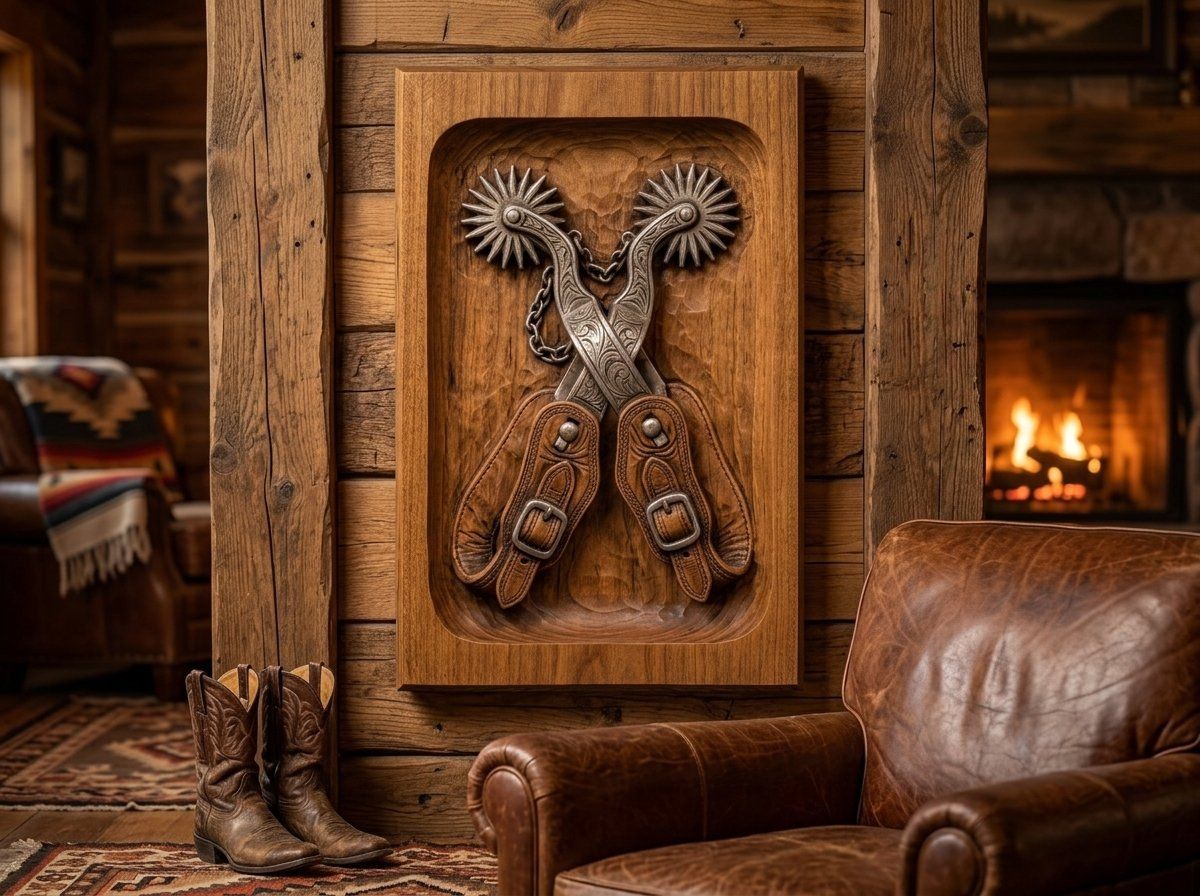 Cowboy Crossed Spurs CNC Relief STL bas-relief STL — view 13