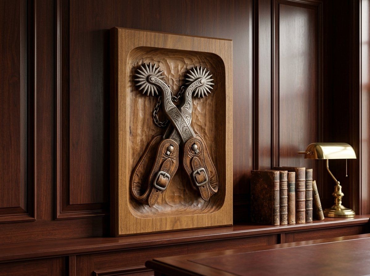 Cowboy Crossed Spurs CNC Relief STL bas-relief STL — view 14