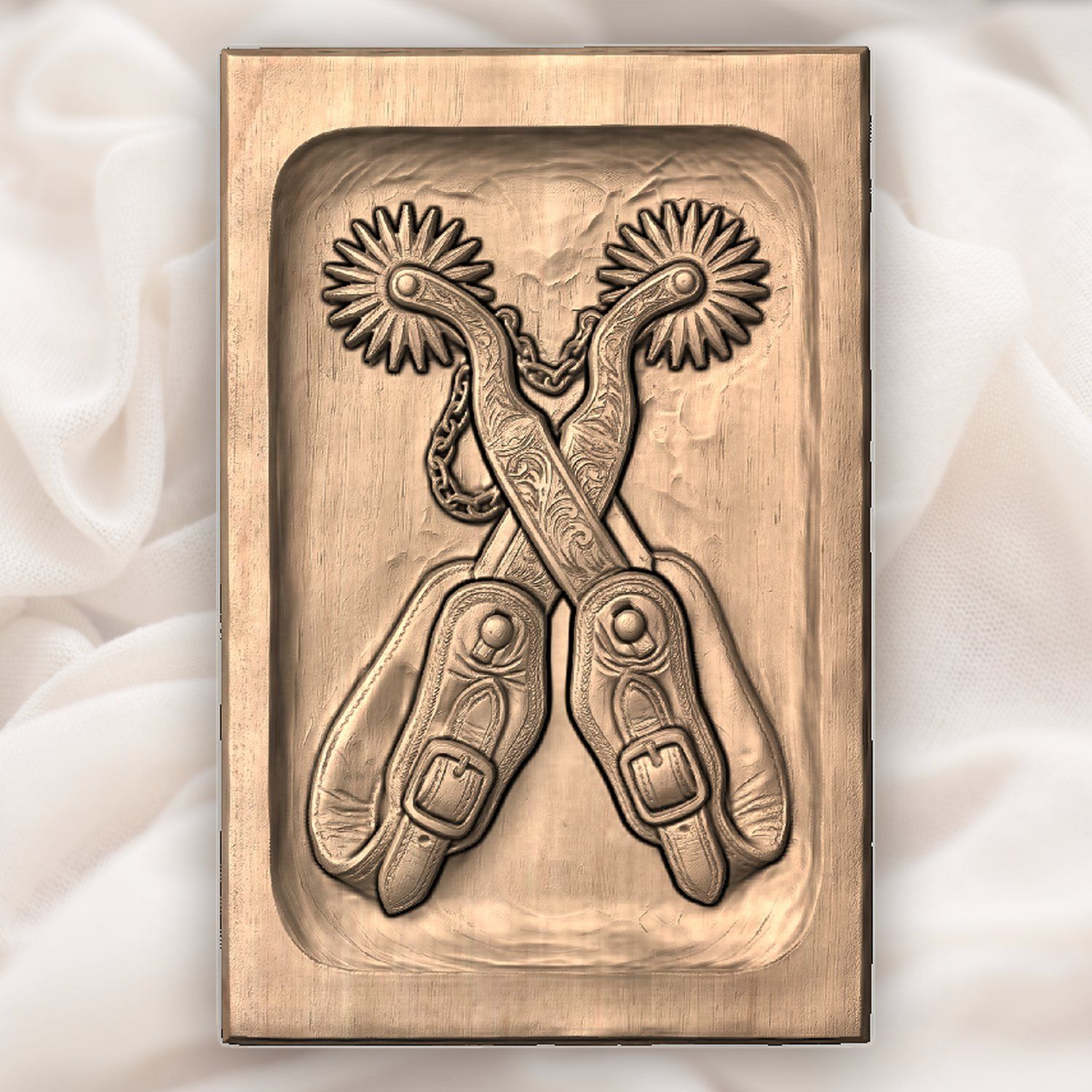 Cowboy Crossed Spurs CNC Relief STL bas-relief STL — view 4