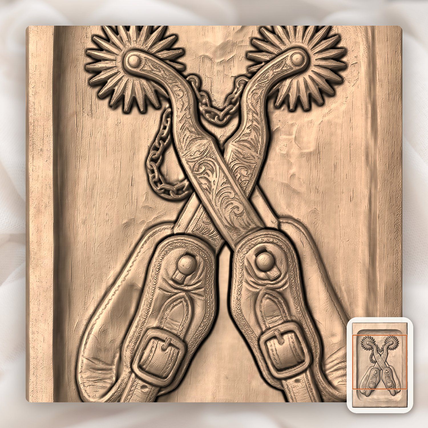 Cowboy Crossed Spurs CNC Relief STL bas-relief STL — view 6