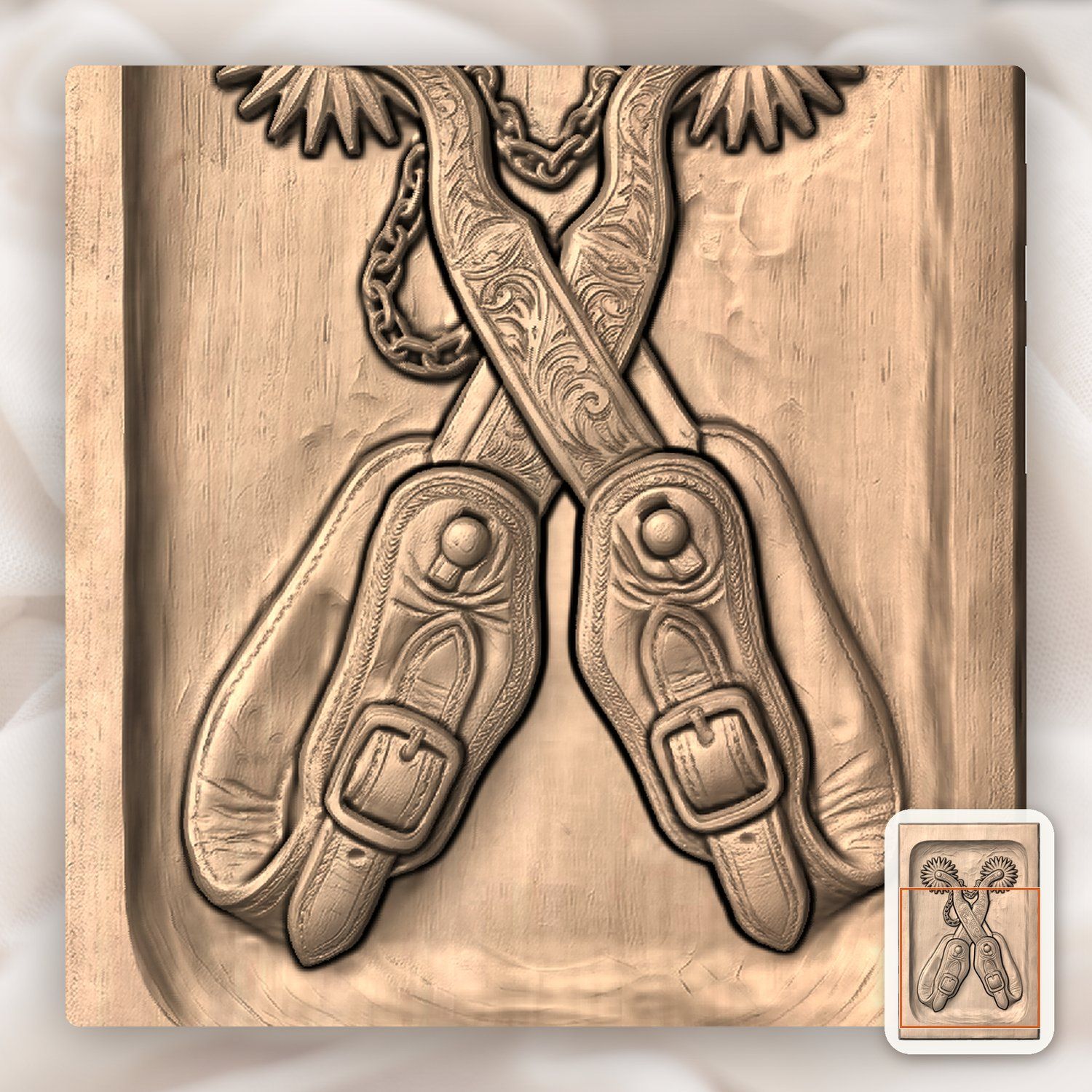 Cowboy Crossed Spurs CNC Relief STL bas-relief STL — view 8