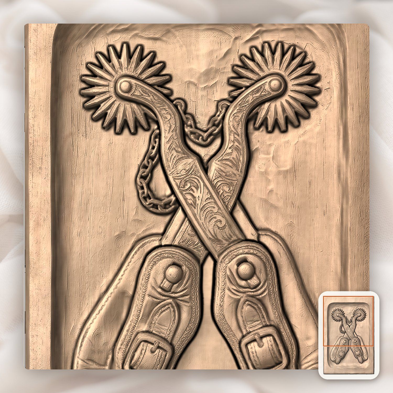 Cowboy Crossed Spurs CNC Relief STL bas-relief STL — view 9
