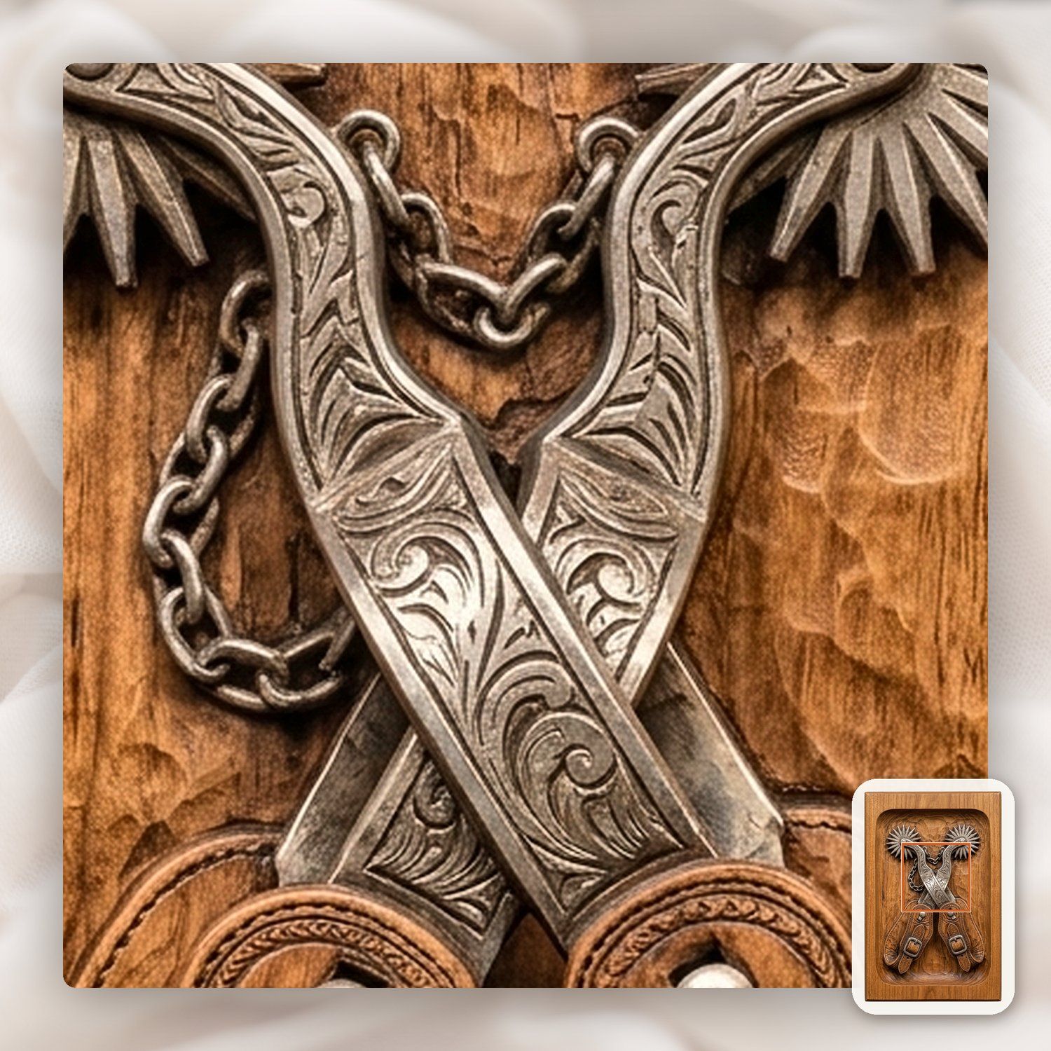 Cowboy Crossed Spurs CNC Relief STL bas-relief STL — view 10