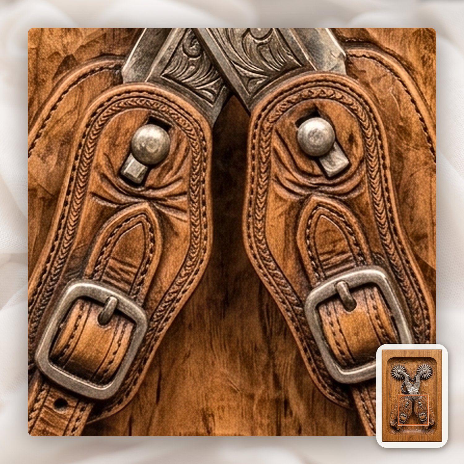 Cowboy Crossed Spurs CNC Relief STL bas-relief STL — view 11