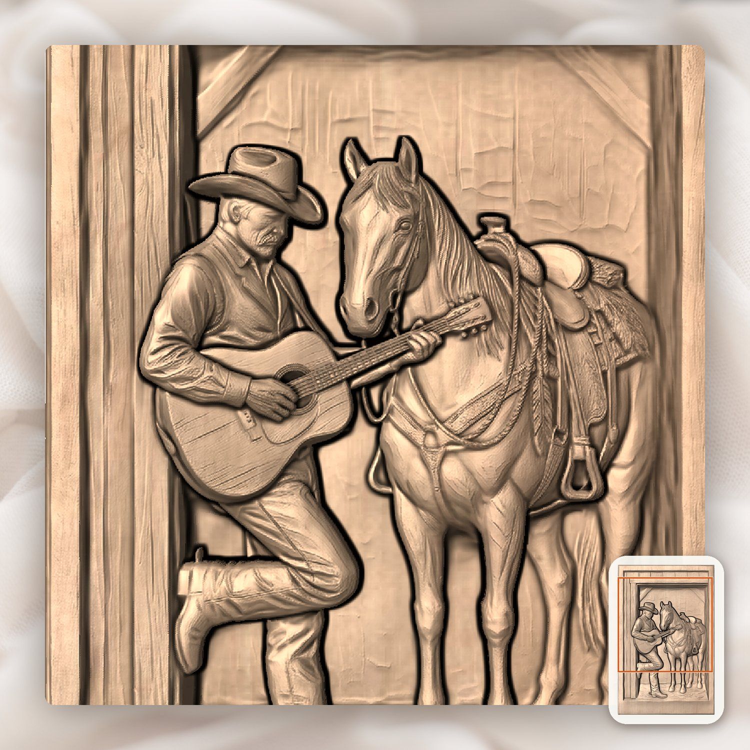 Cowboy Guitar Barn CNC Relief STL bas-relief STL — view 6