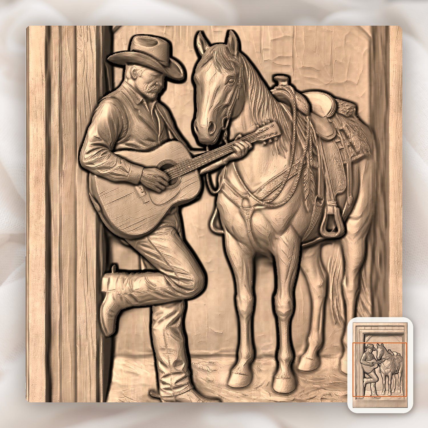 Cowboy Guitar Barn CNC Relief STL bas-relief STL — view 7