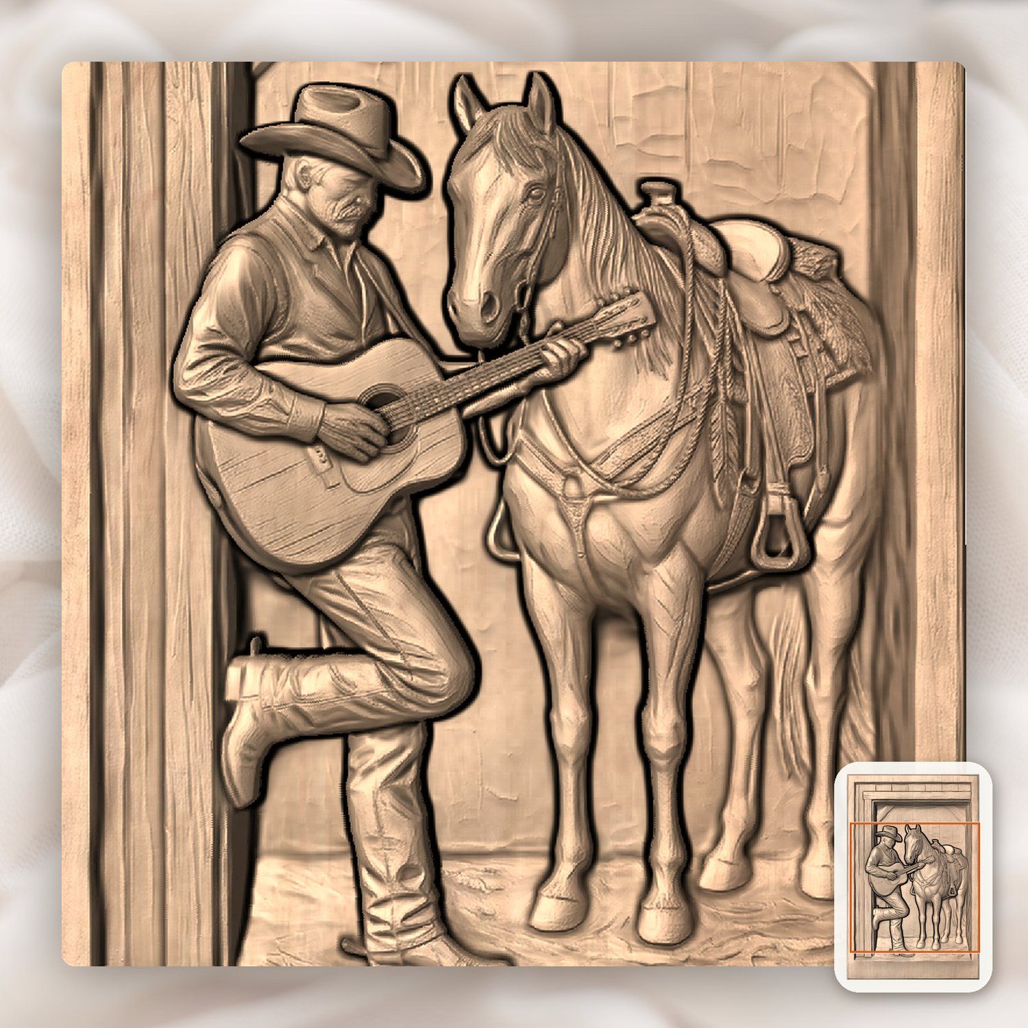 Cowboy Guitar Barn CNC Relief STL bas-relief STL — view 8