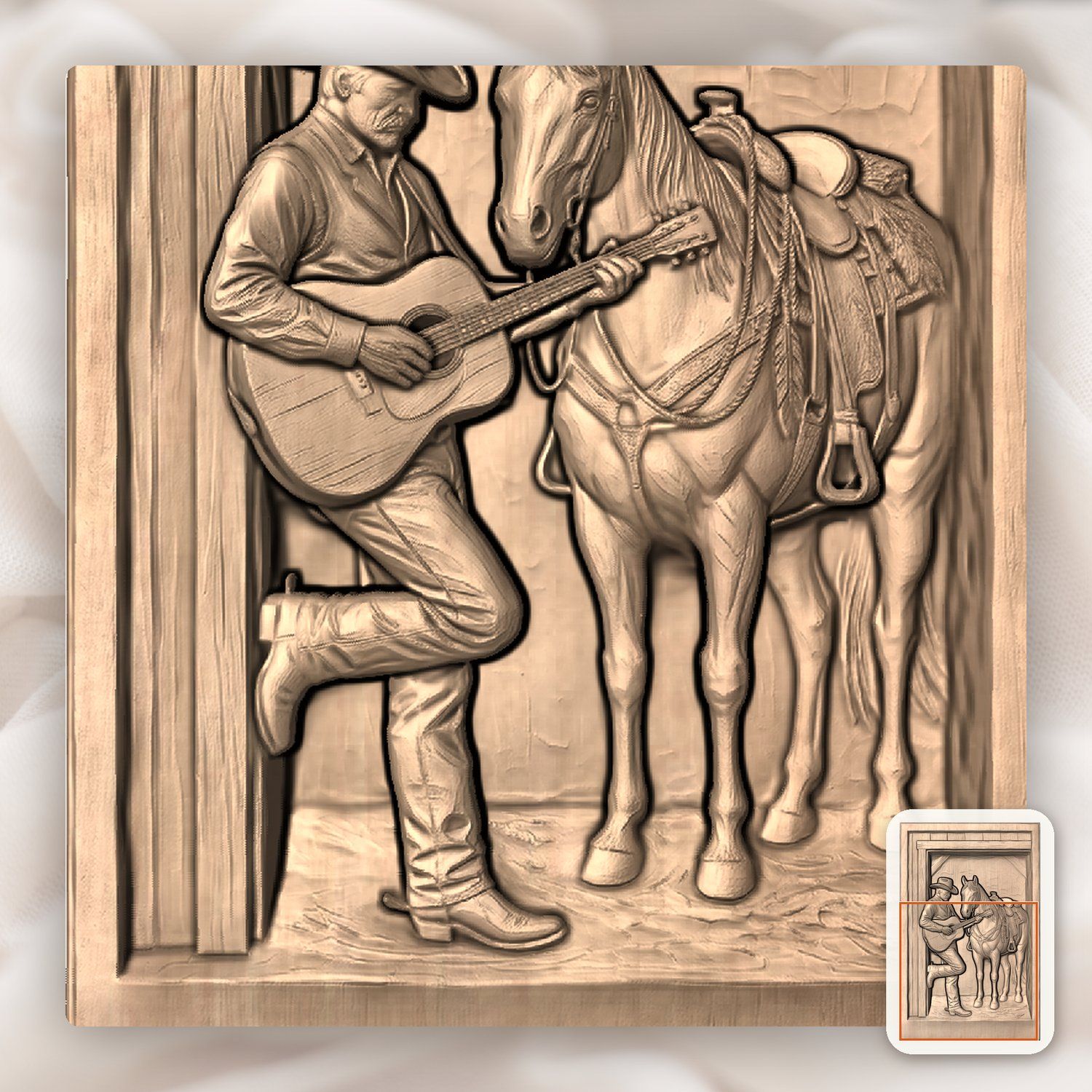 Cowboy Guitar Barn CNC Relief STL bas-relief STL — view 9