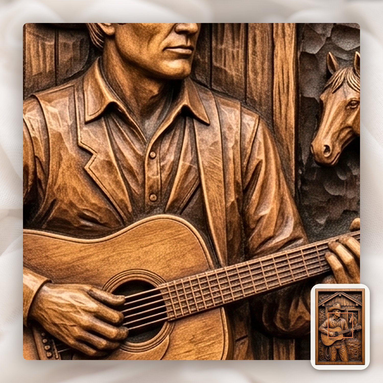 Cowboy Guitar Barn Scene CNC Relief STL bas-relief STL — view 10