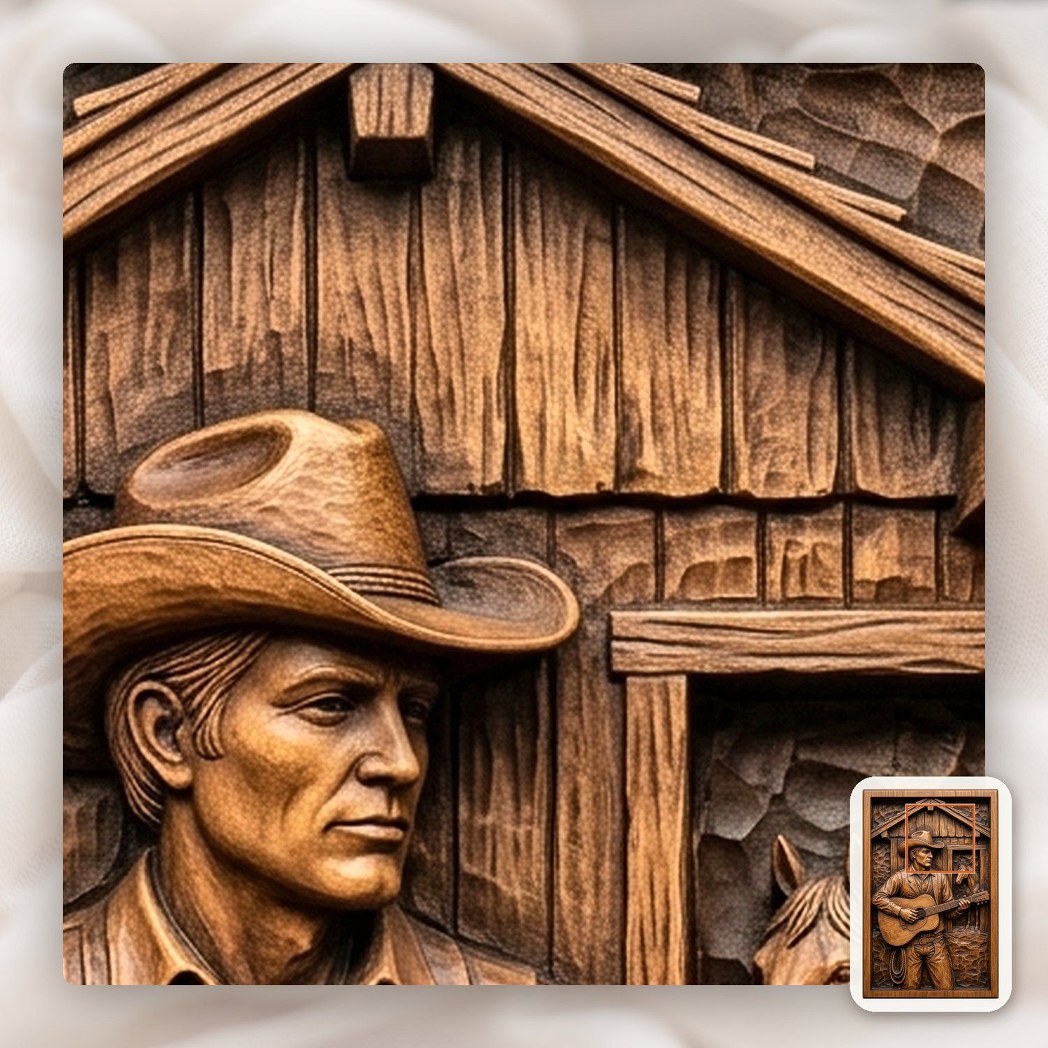 Cowboy Guitar Barn Scene CNC Relief STL bas-relief STL — view 11
