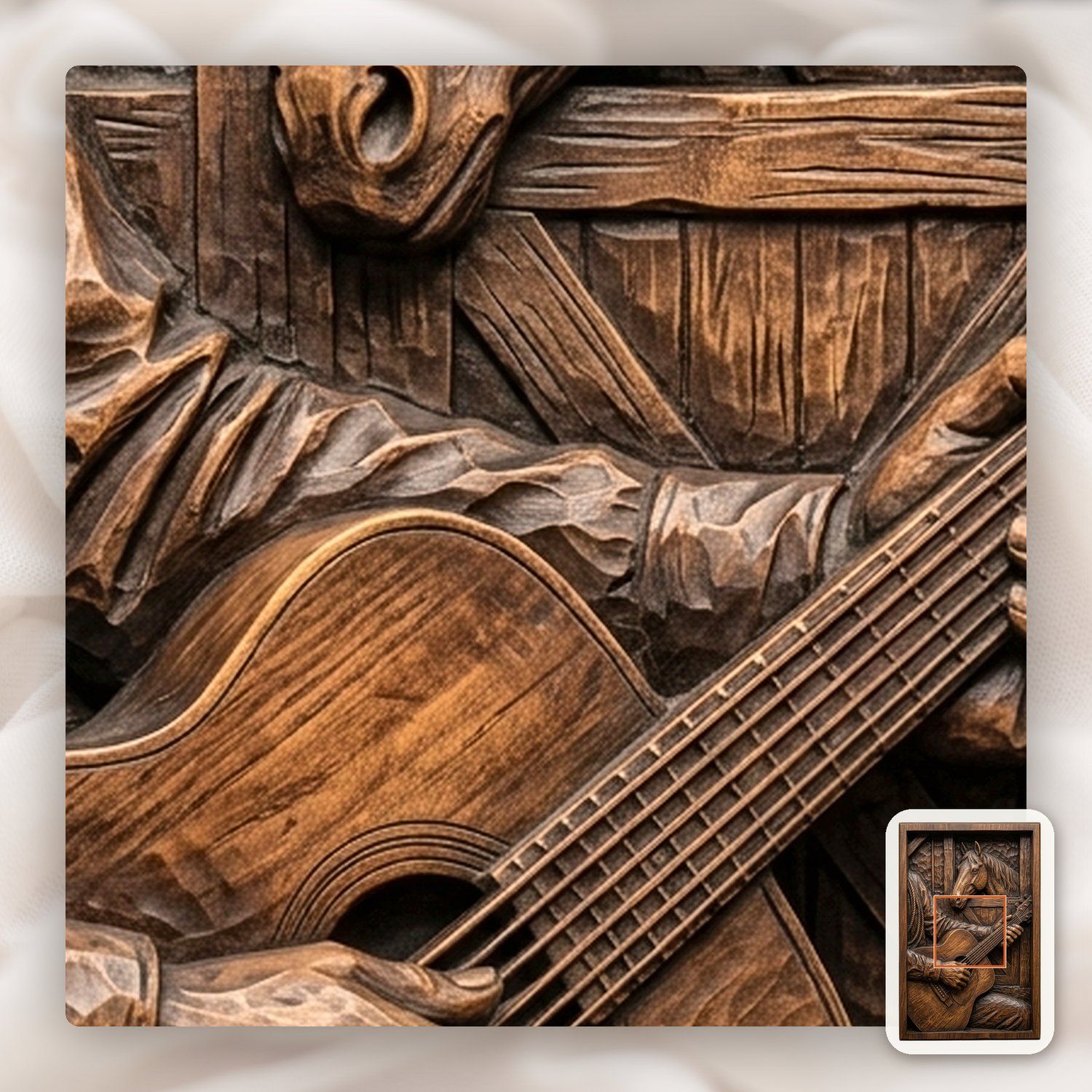 Cowboy Guitar Horse Barn Scene CNC Relief STL bas-relief STL — view 10