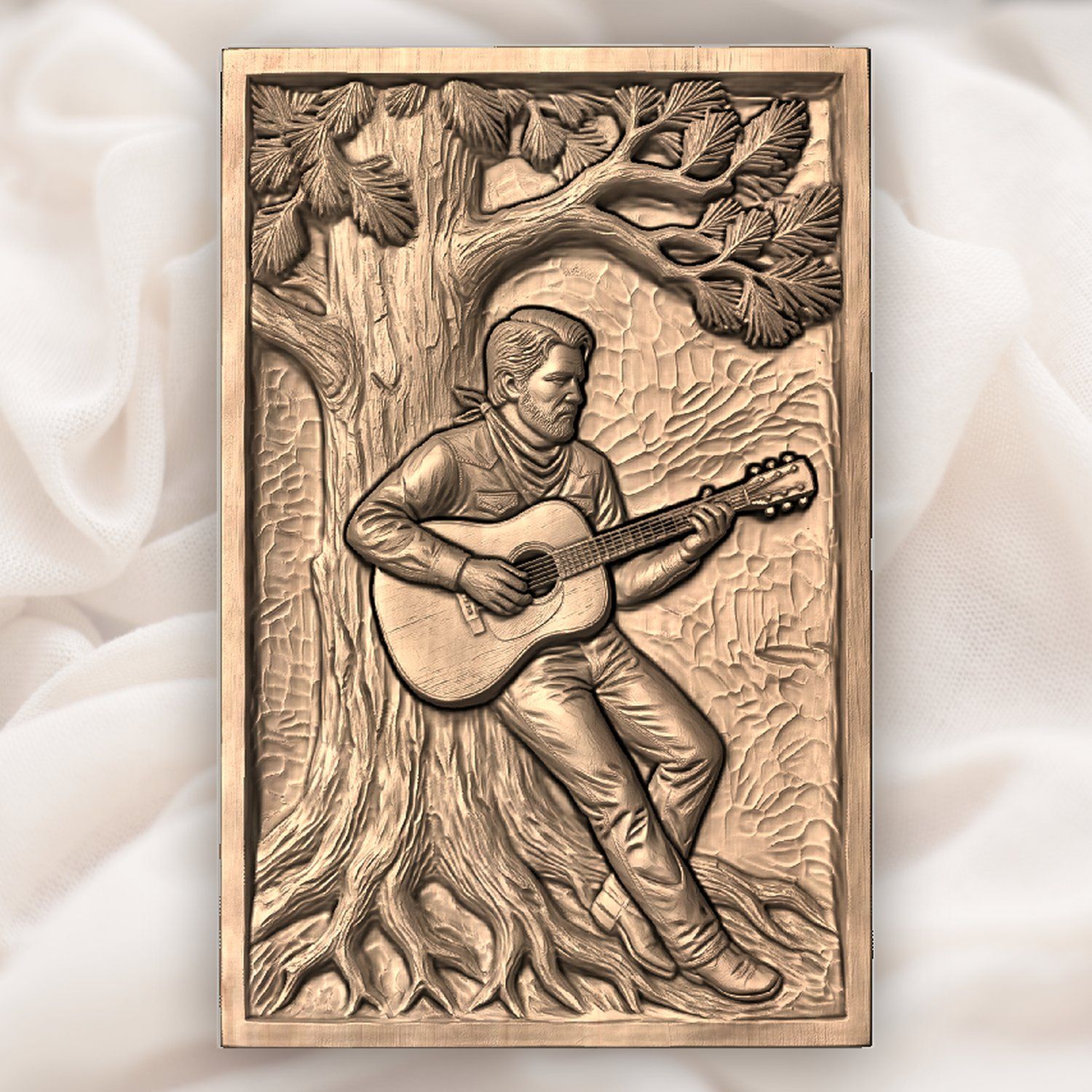 Cowboy Guitar Pine Tree CNC Relief STL bas-relief STL — view 4