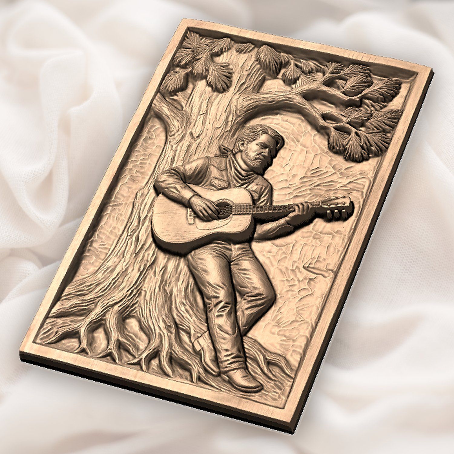 Cowboy Guitar Pine Tree CNC Relief STL bas-relief STL — view 5