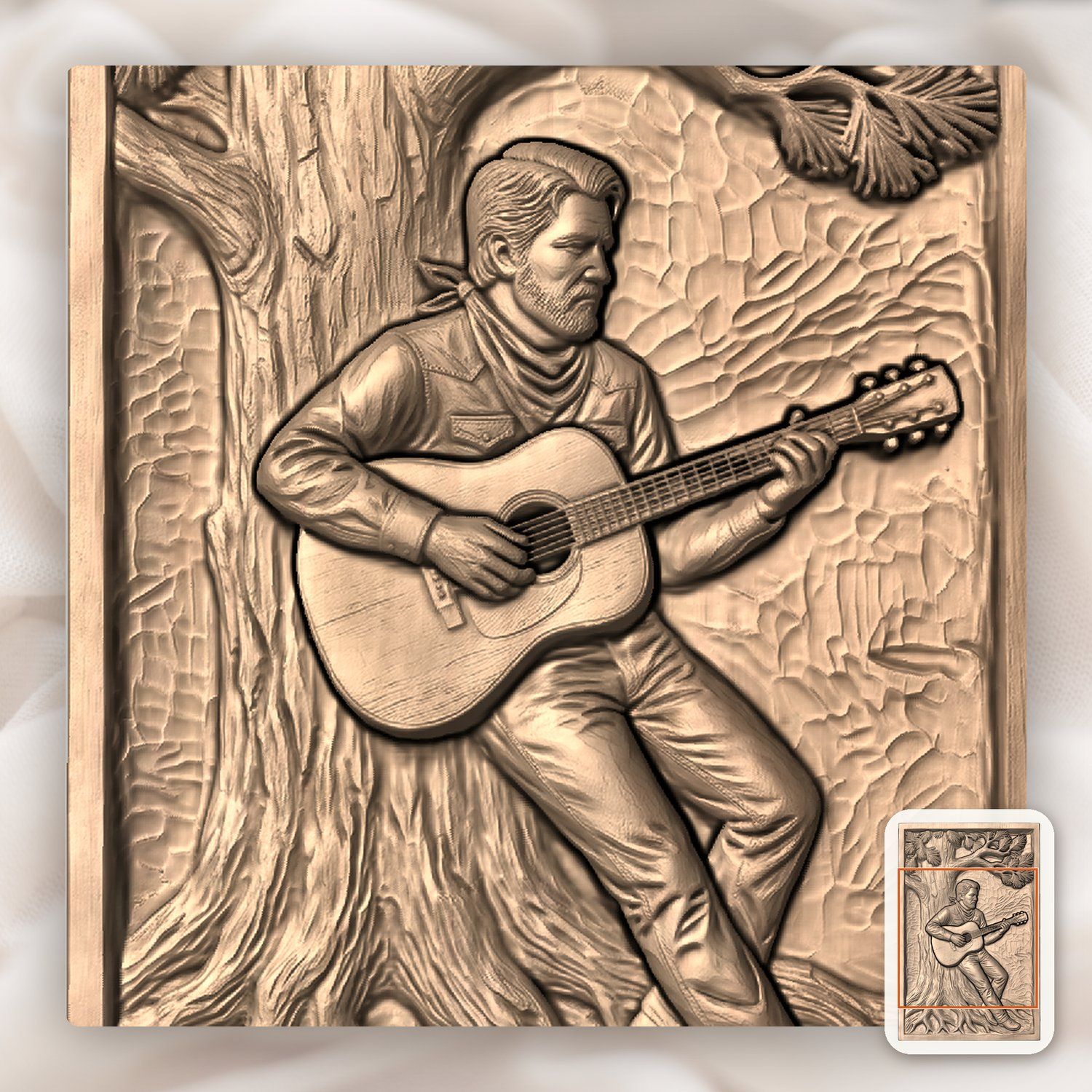 Cowboy Guitar Pine Tree CNC Relief STL bas-relief STL — view 6