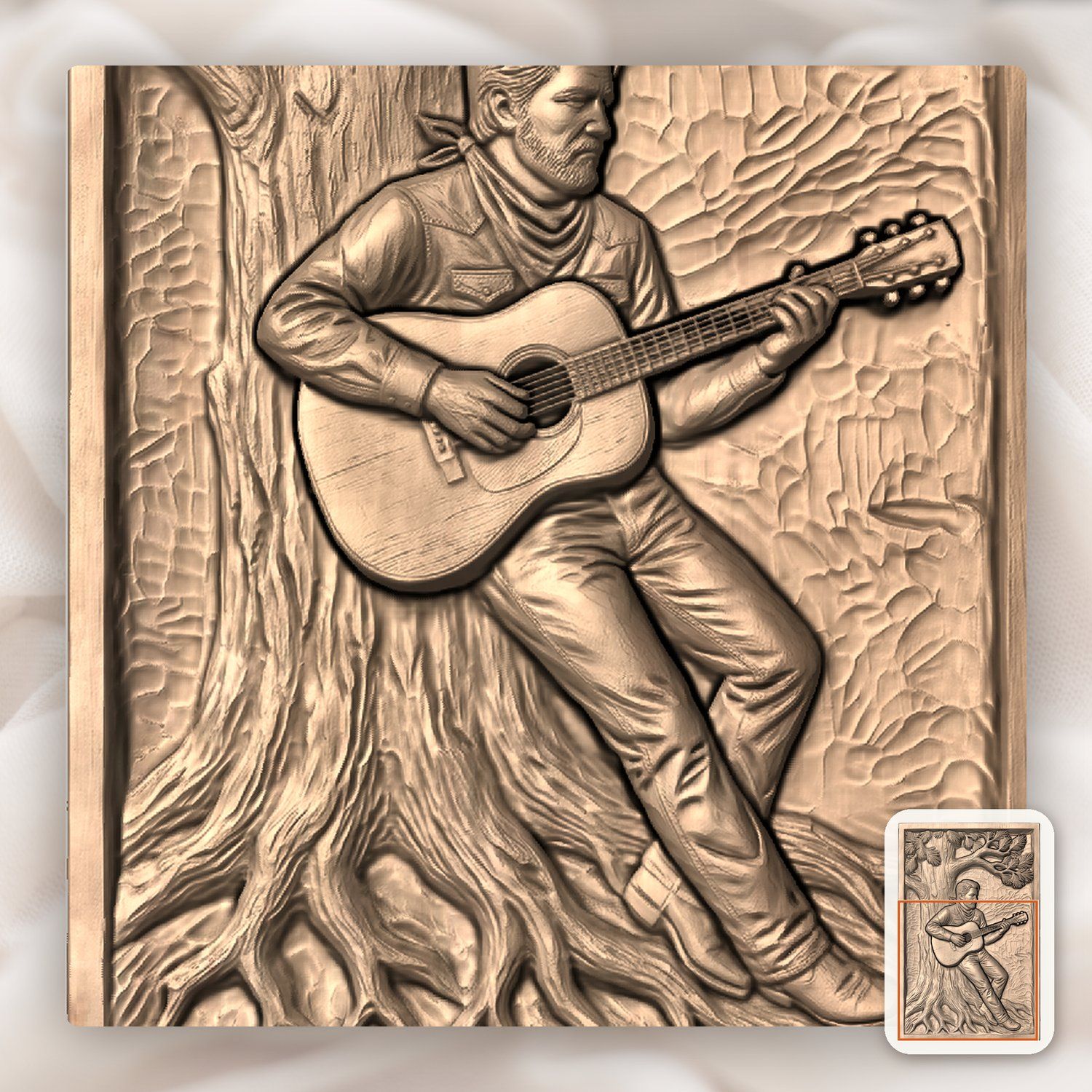 Cowboy Guitar Pine Tree CNC Relief STL bas-relief STL — view 8