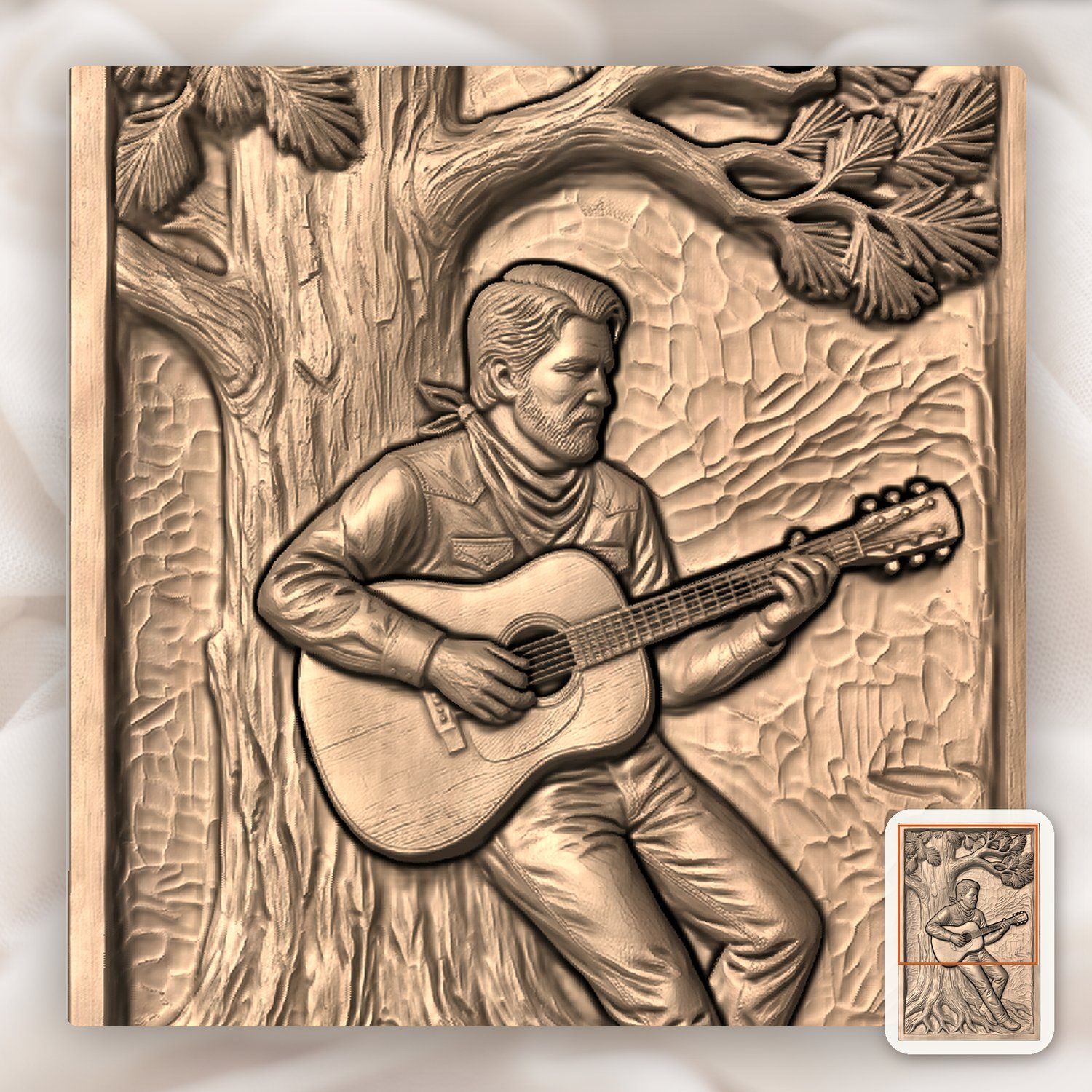 Cowboy Guitar Pine Tree CNC Relief STL bas-relief STL — view 9