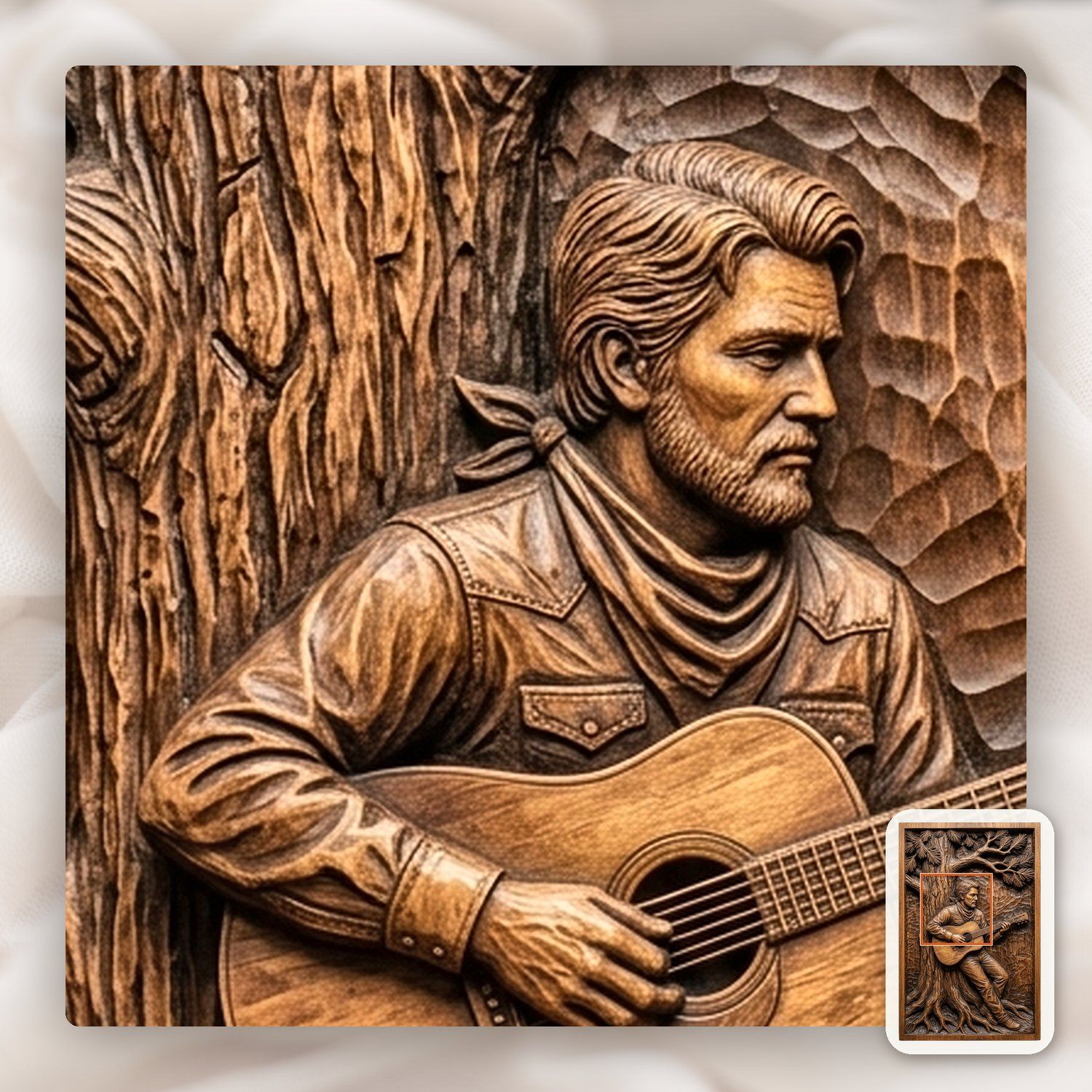 Cowboy Guitar Pine Tree CNC Relief STL bas-relief STL — view 10