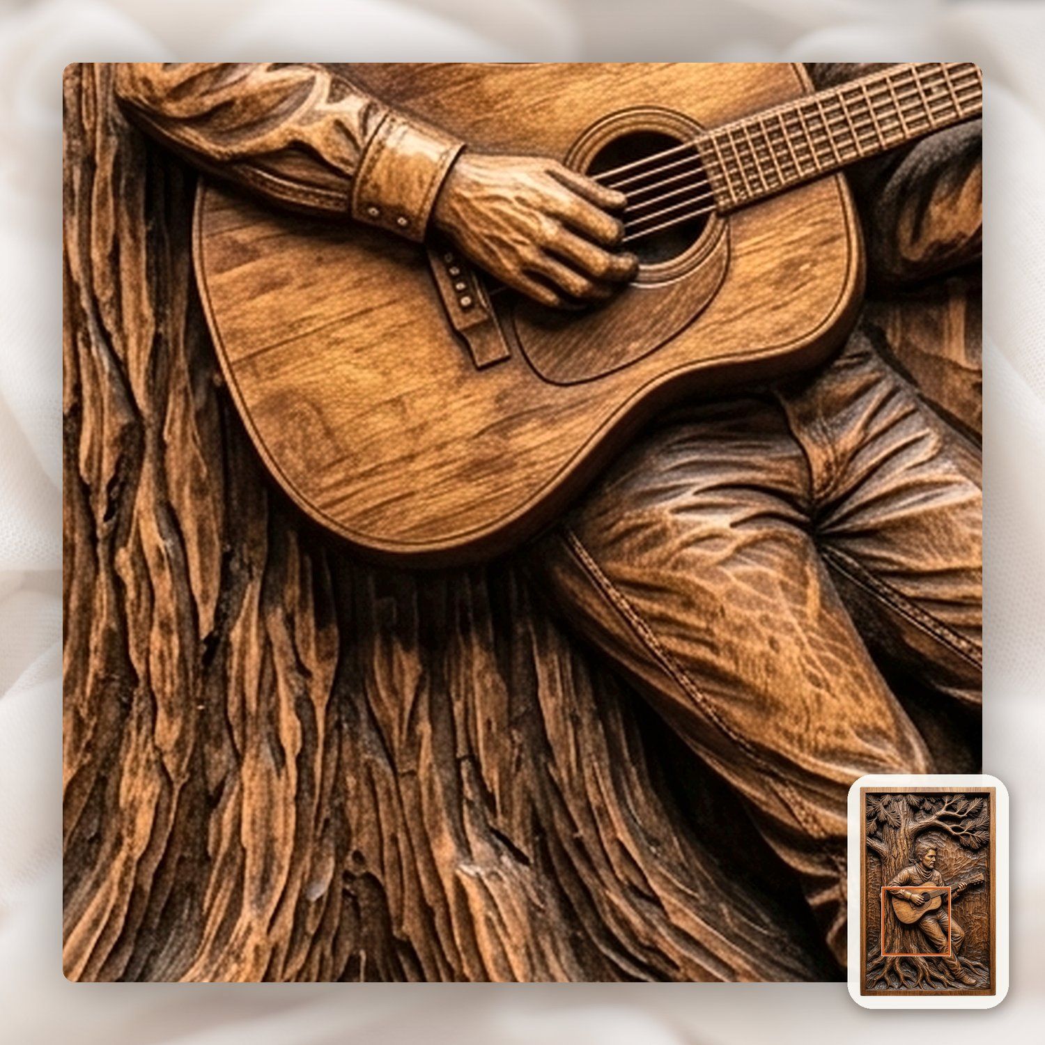 Cowboy Guitar Pine Tree CNC Relief STL bas-relief STL — view 11