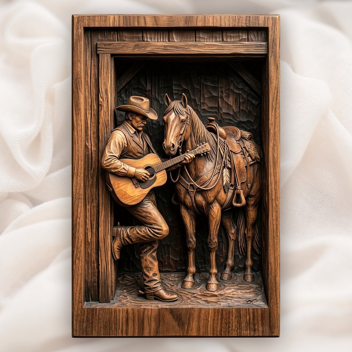 Cowboy Guitar Western CNC Relief STL bas-relief STL — view 3