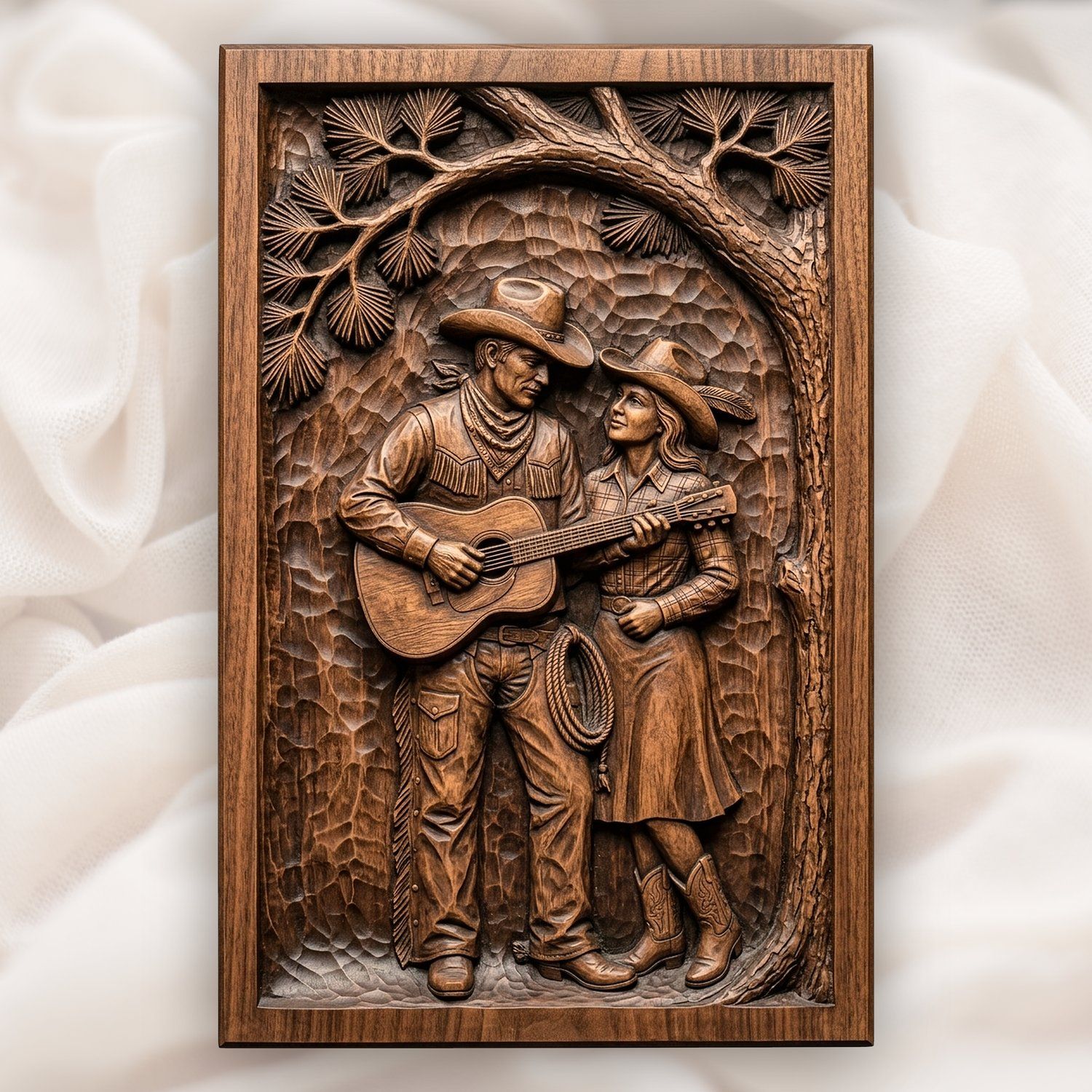 Cowboy Guitarist Romantic Western Couple CNC Relief STL bas-relief STL design