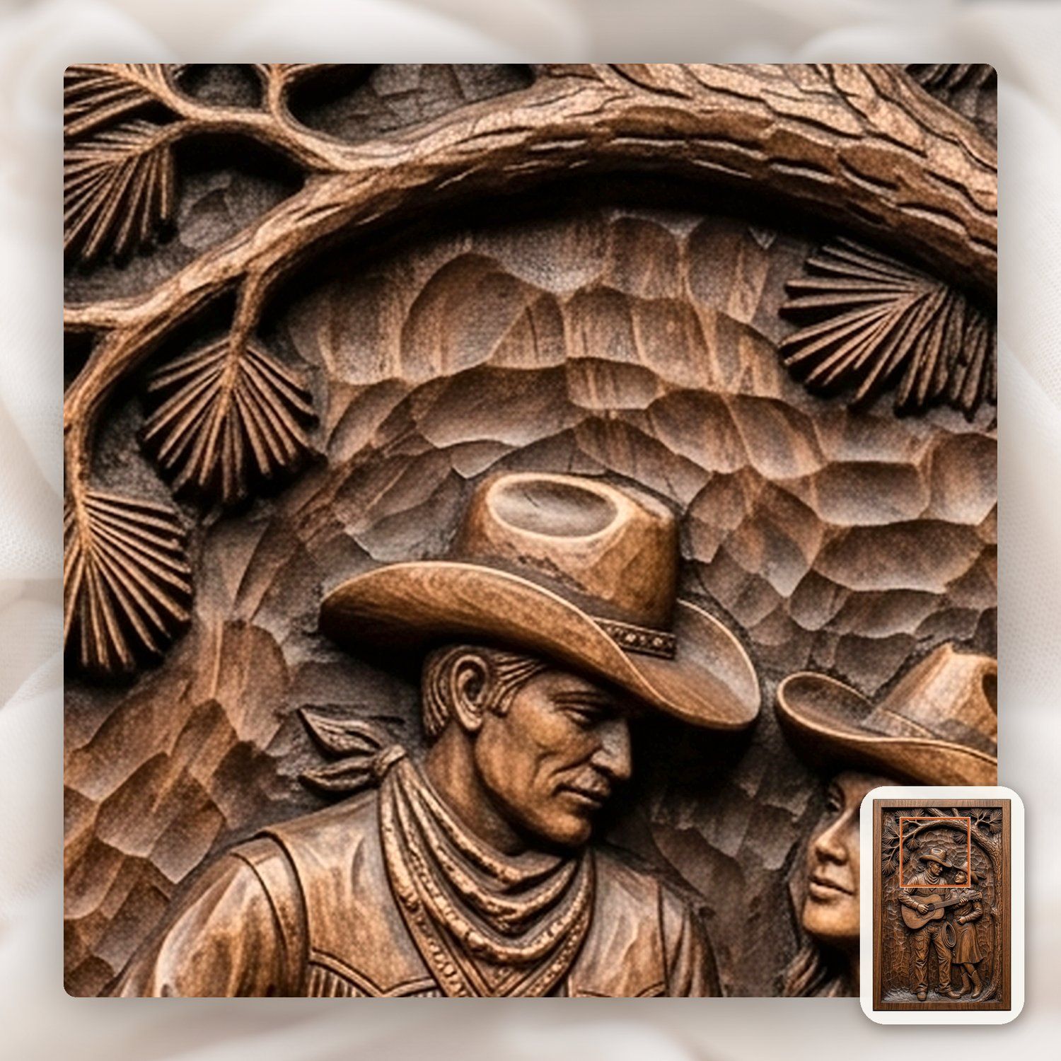 Cowboy Guitarist Romantic Western Couple CNC Relief STL bas-relief STL — view 12