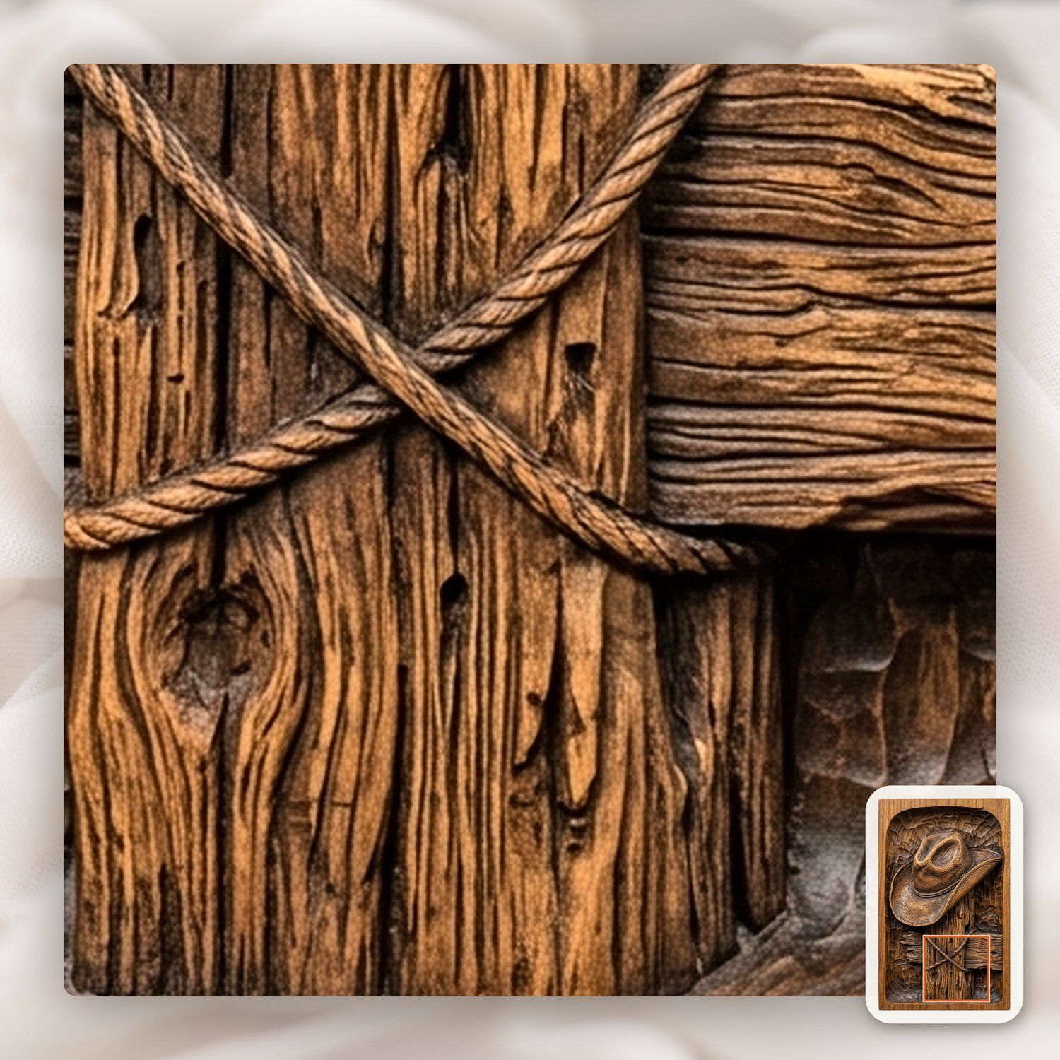 Cowboy Hat on Fence Post CNC Relief STL bas-relief STL — view 10
