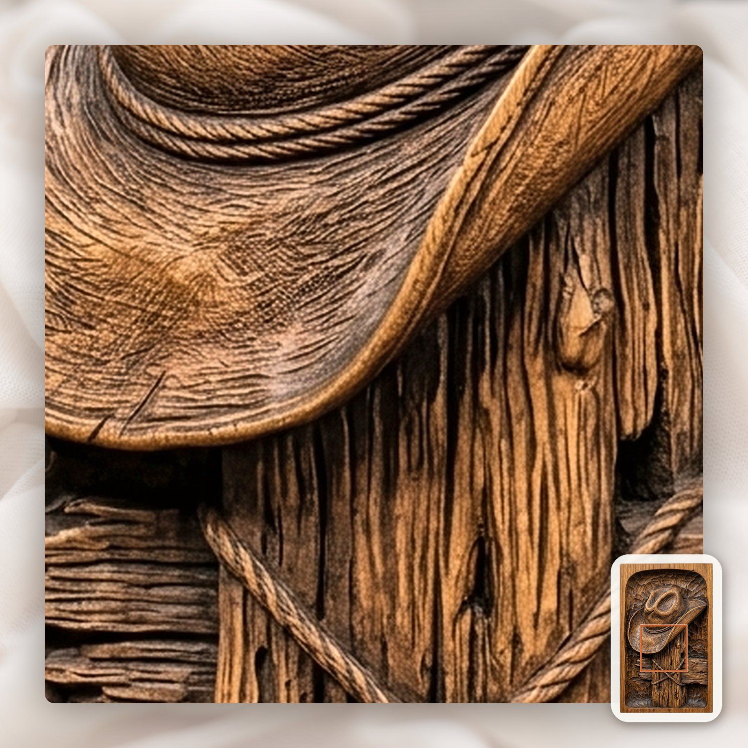 Cowboy Hat on Fence Post CNC Relief STL bas-relief STL — view 9